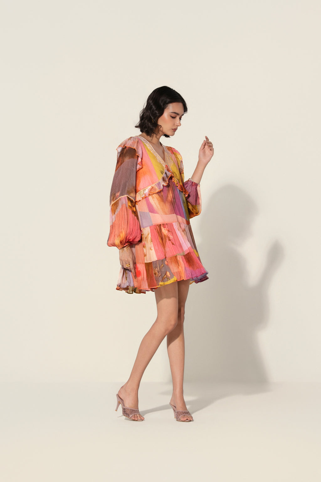Amelia Ruffle-Trim Mini Dress