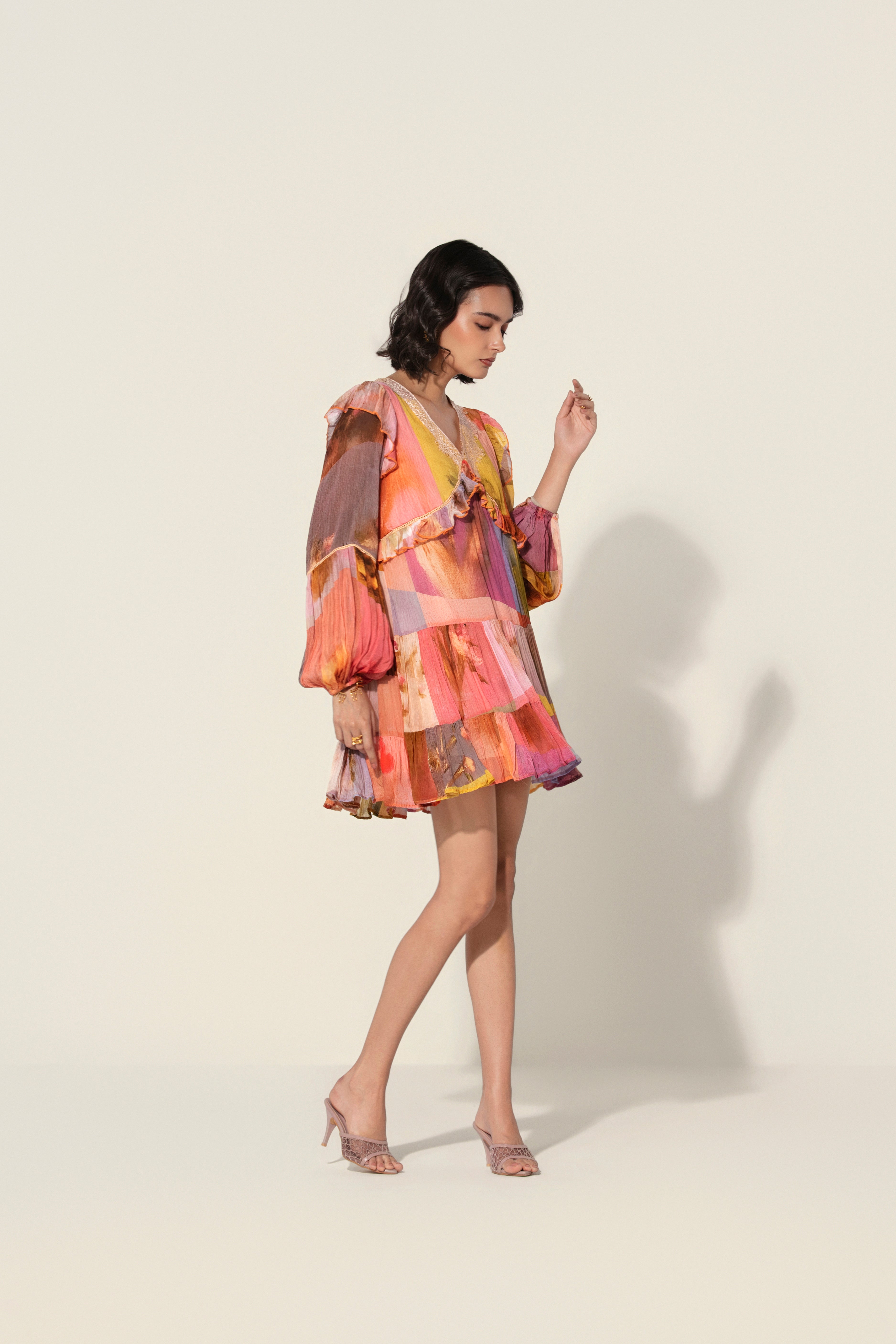 Amelia Ruffle-Trim Mini Dress