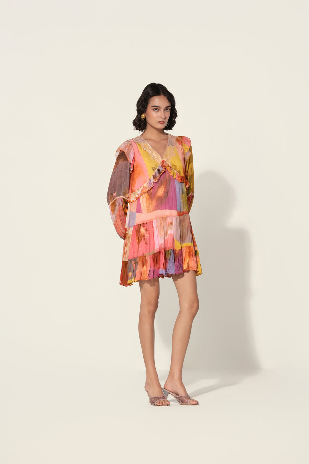 Amelia Ruffle-Trim Mini Dress