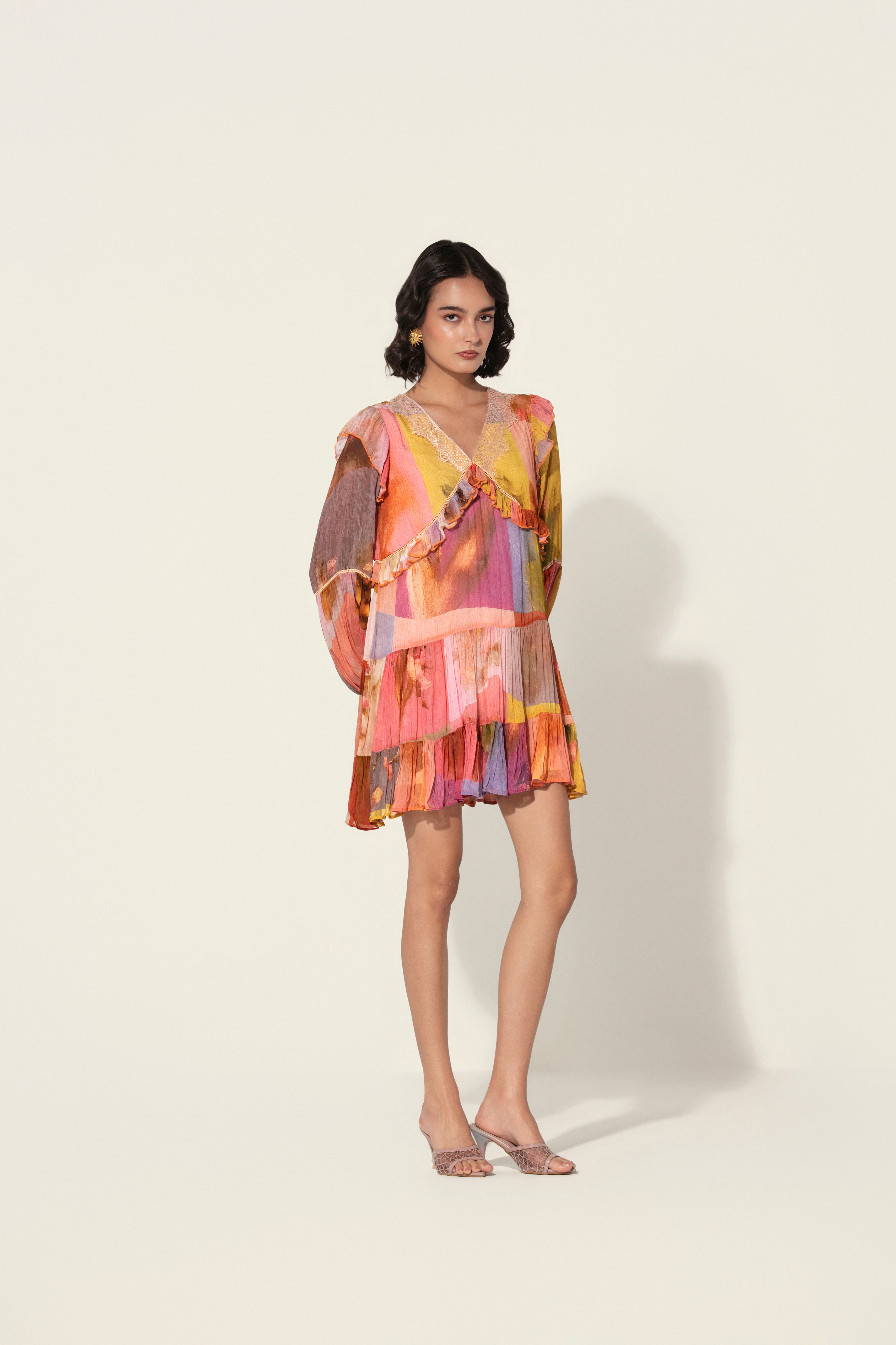Amelia Ruffle-Trim Mini Dress