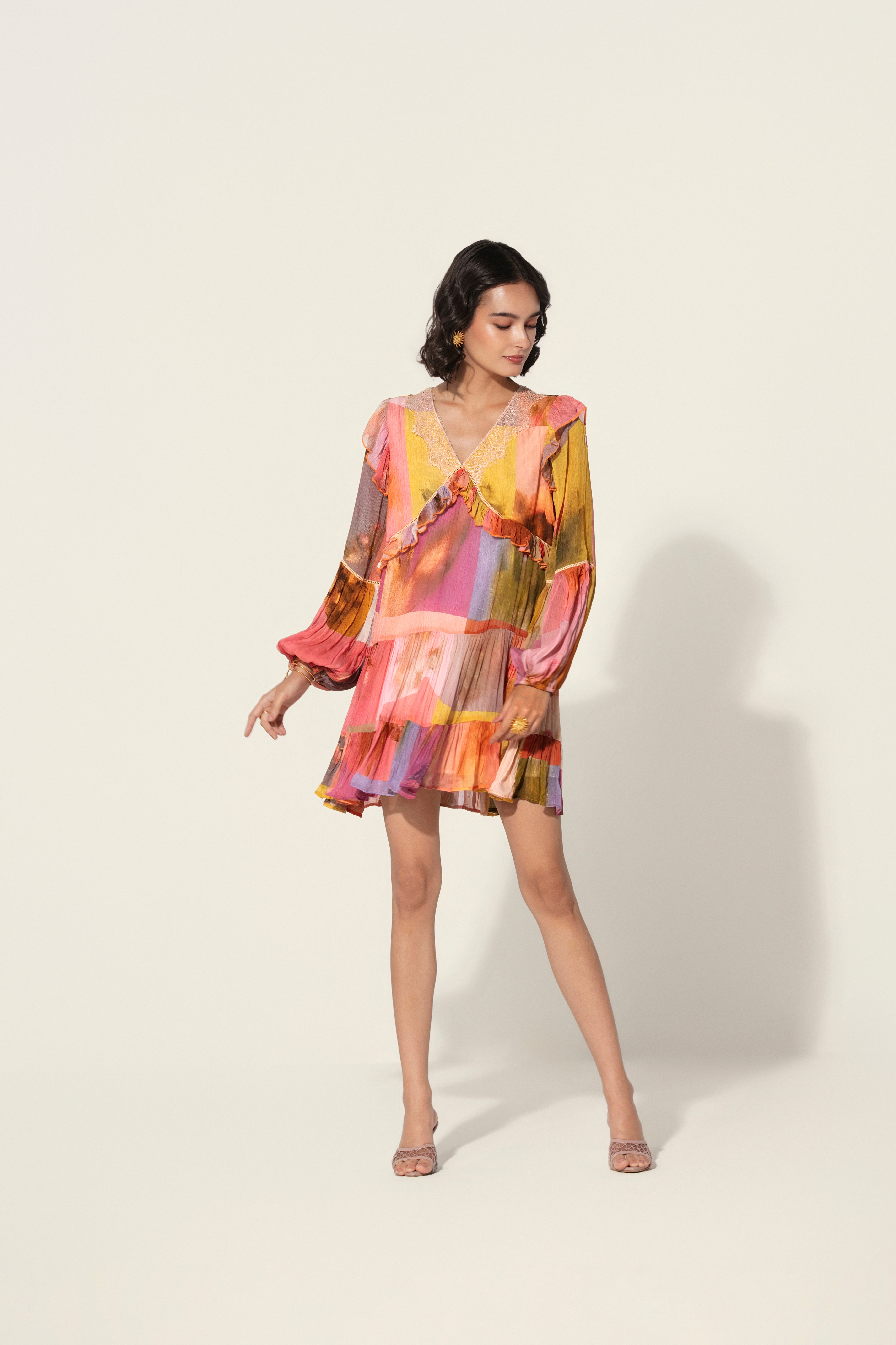 Amelia Ruffle-Trim Mini Dress