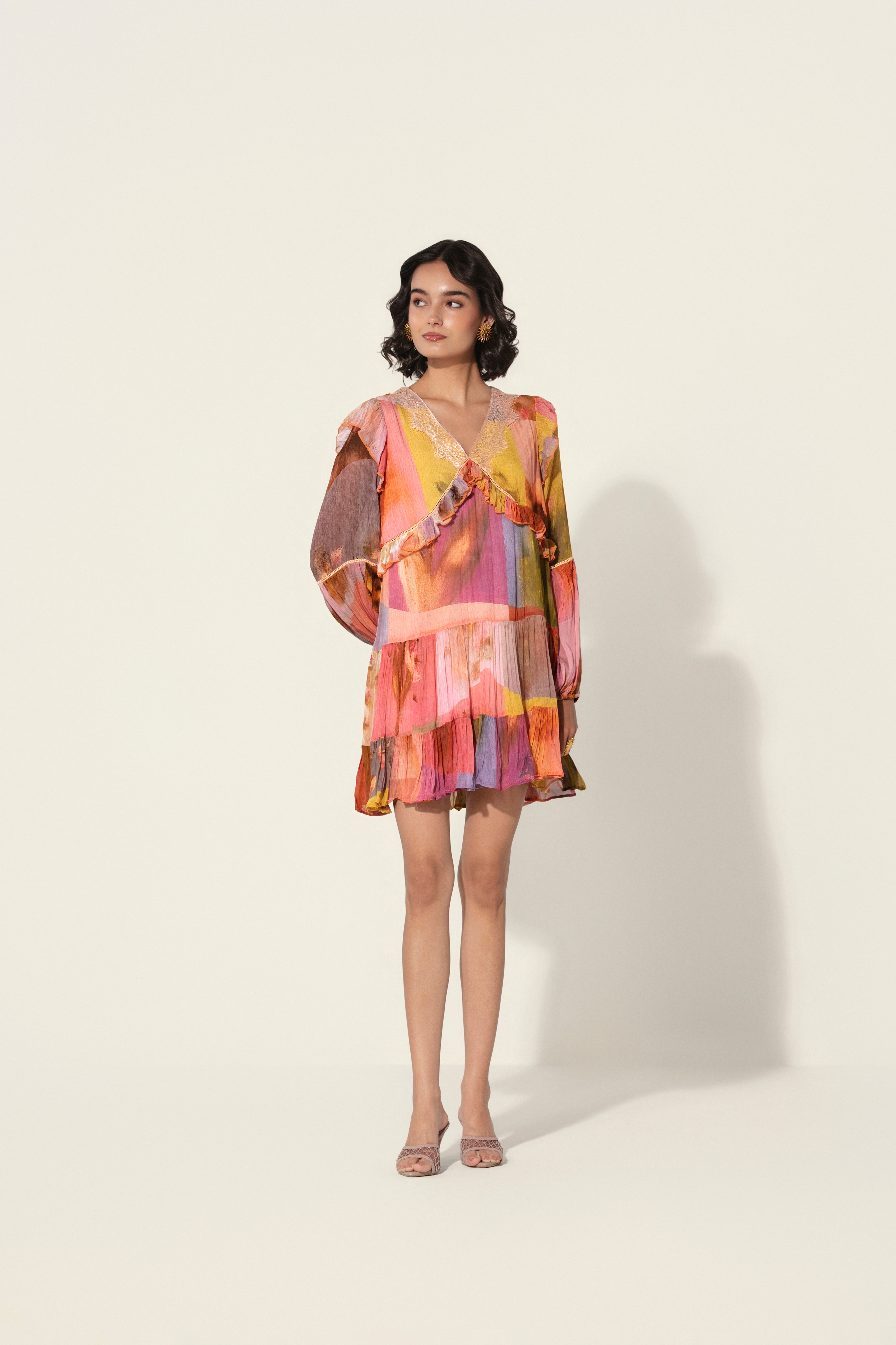 Amelia Ruffle-Trim Mini Dress
