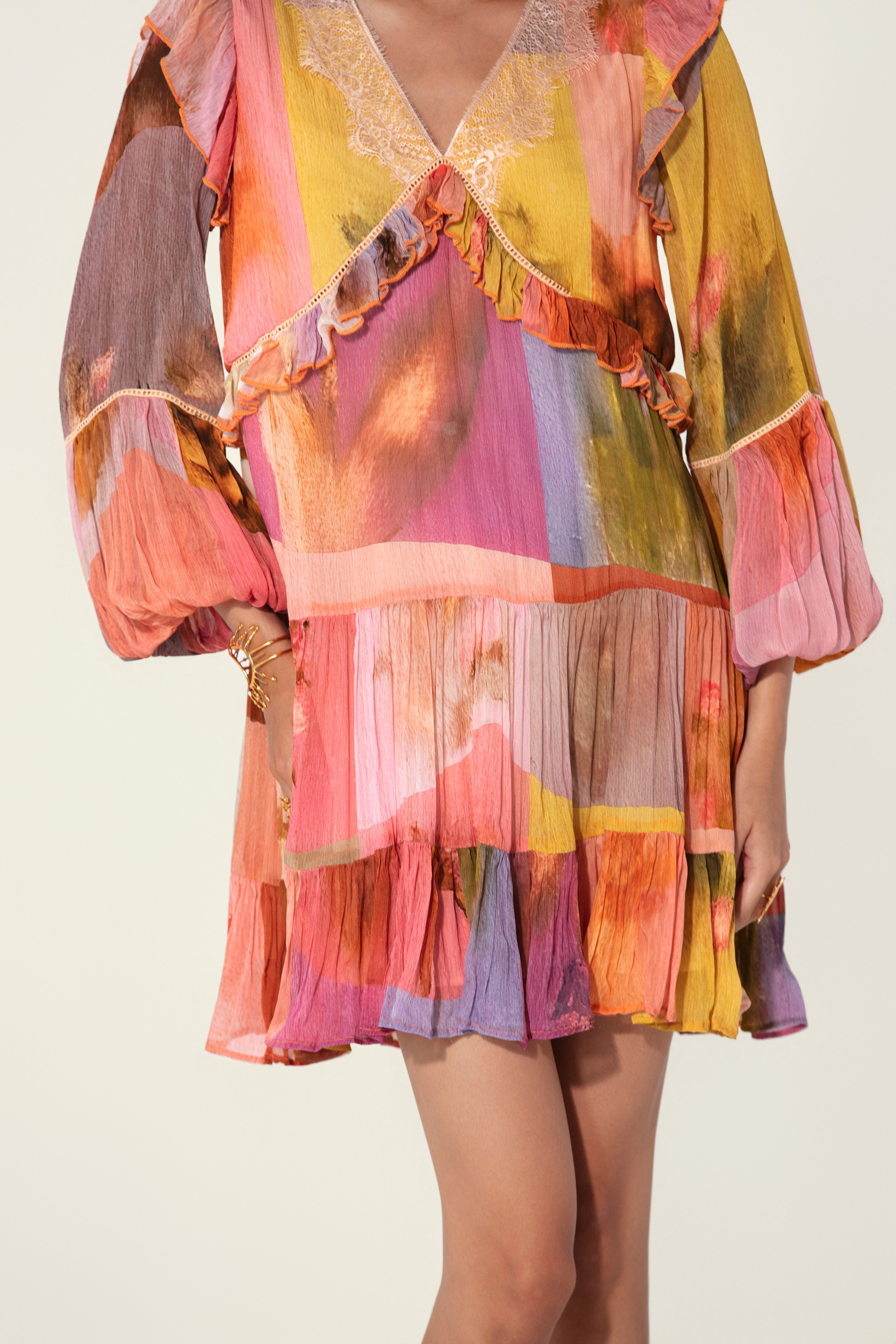 Amelia Ruffle-Trim Mini Dress