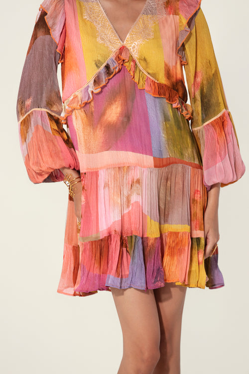 Amelia Ruffle-Trim Mini Dress