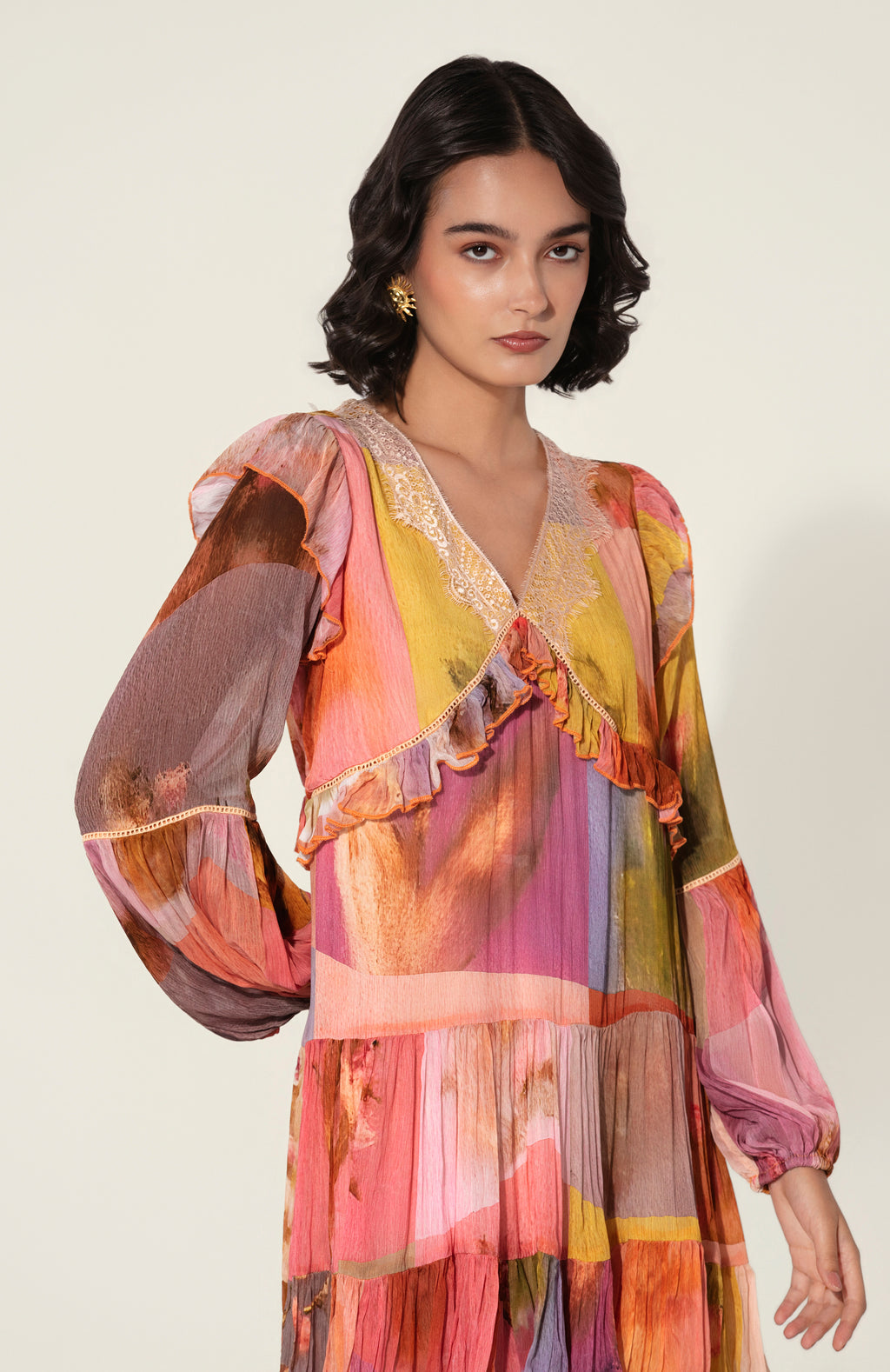Amelia Ruffle-Trim Mini Dress
