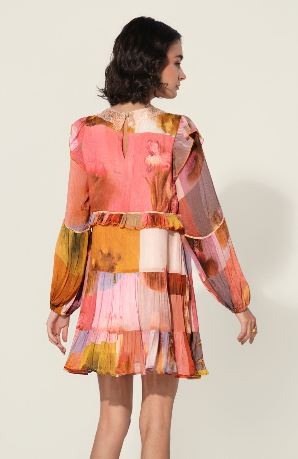 Amelia Ruffle-Trim Mini Dress