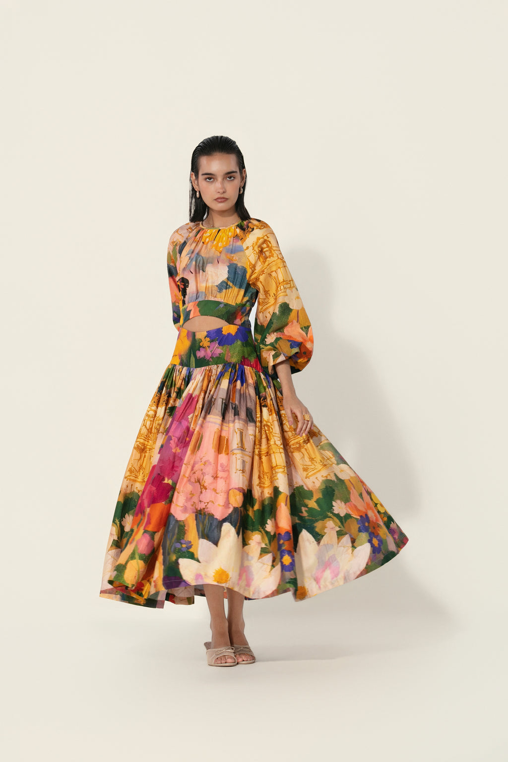 Jeanne Cutout Gathered Dress