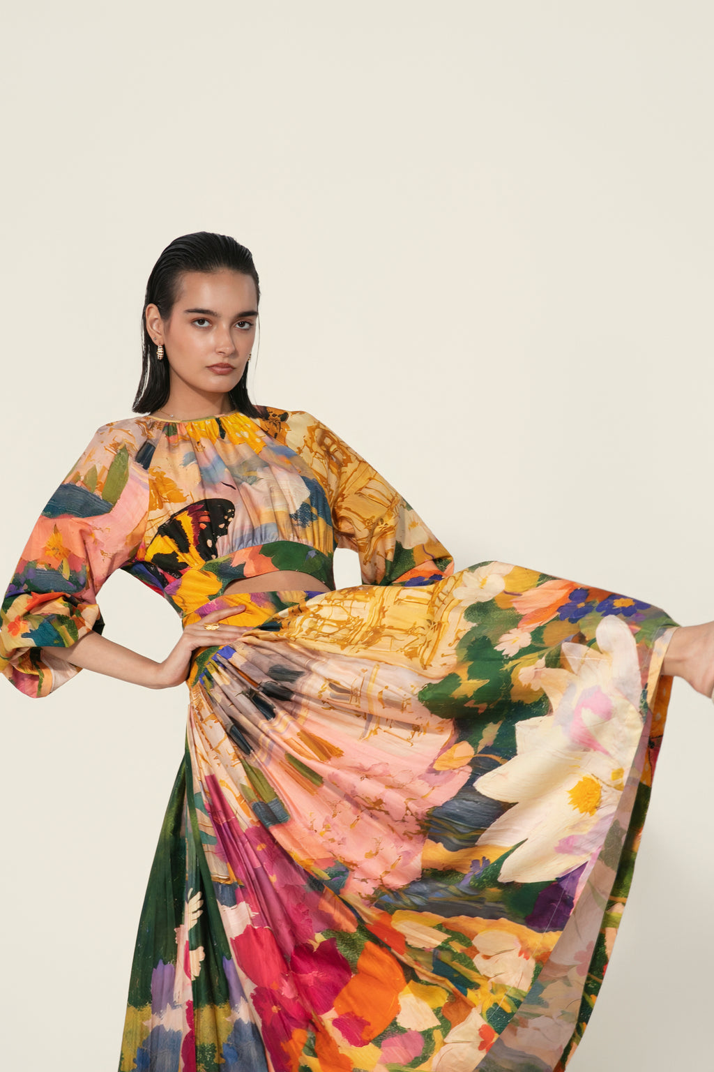 Jeanne Cutout Gathered Dress