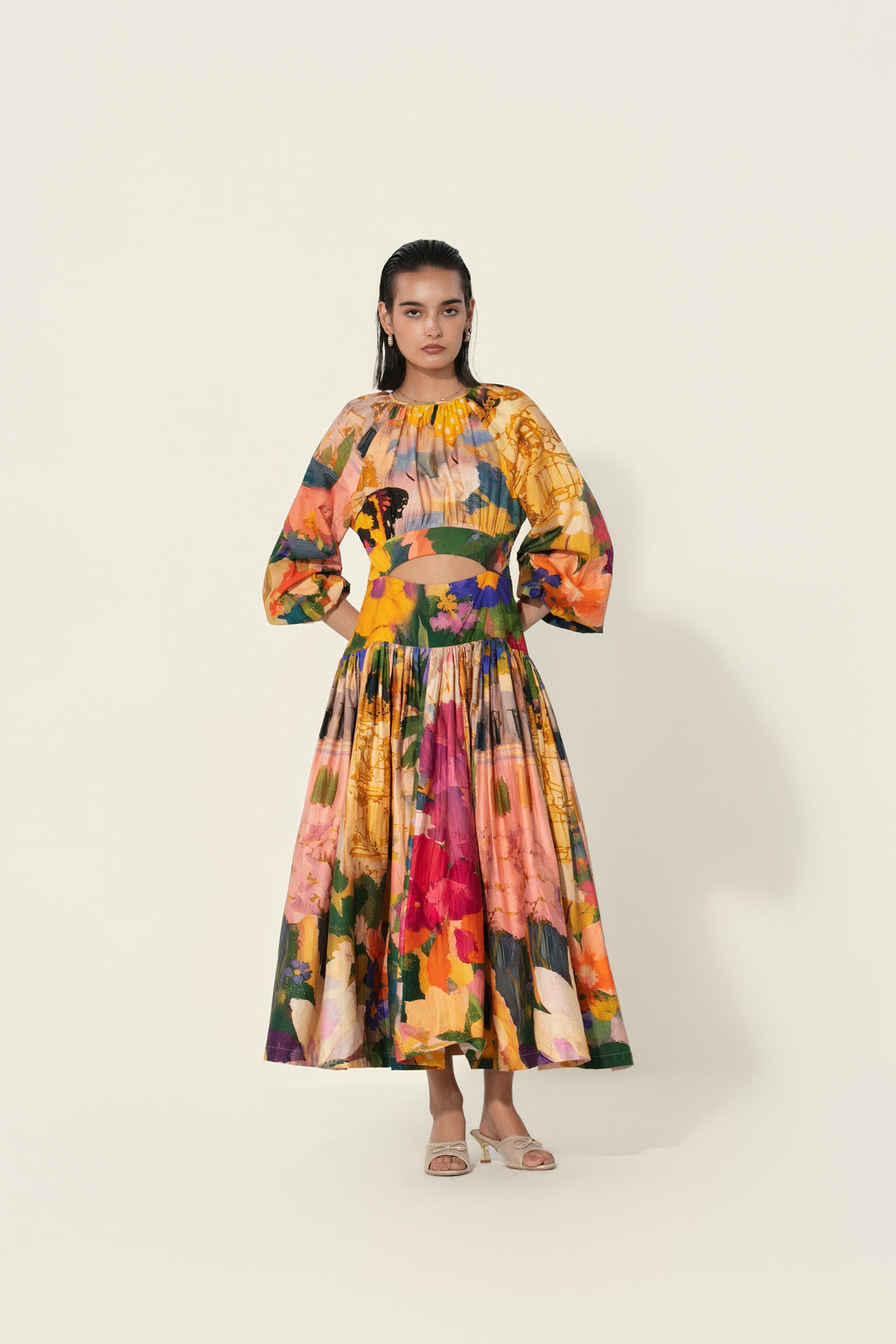 Jeanne Cutout Gathered Dress