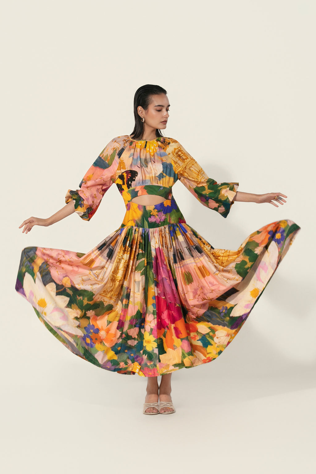 Jeanne Cutout Gathered Dress