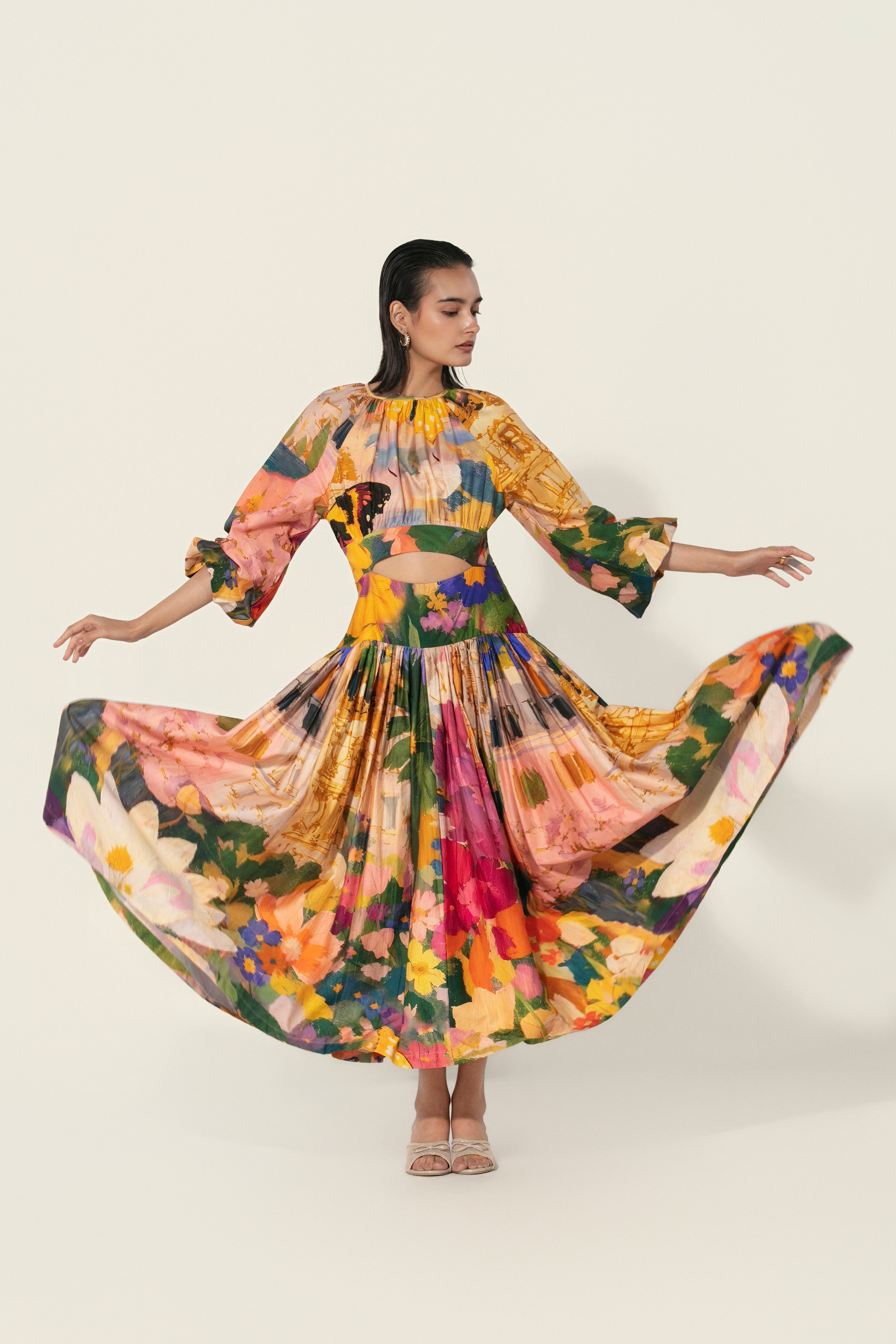 Jeanne Cutout Gathered Dress