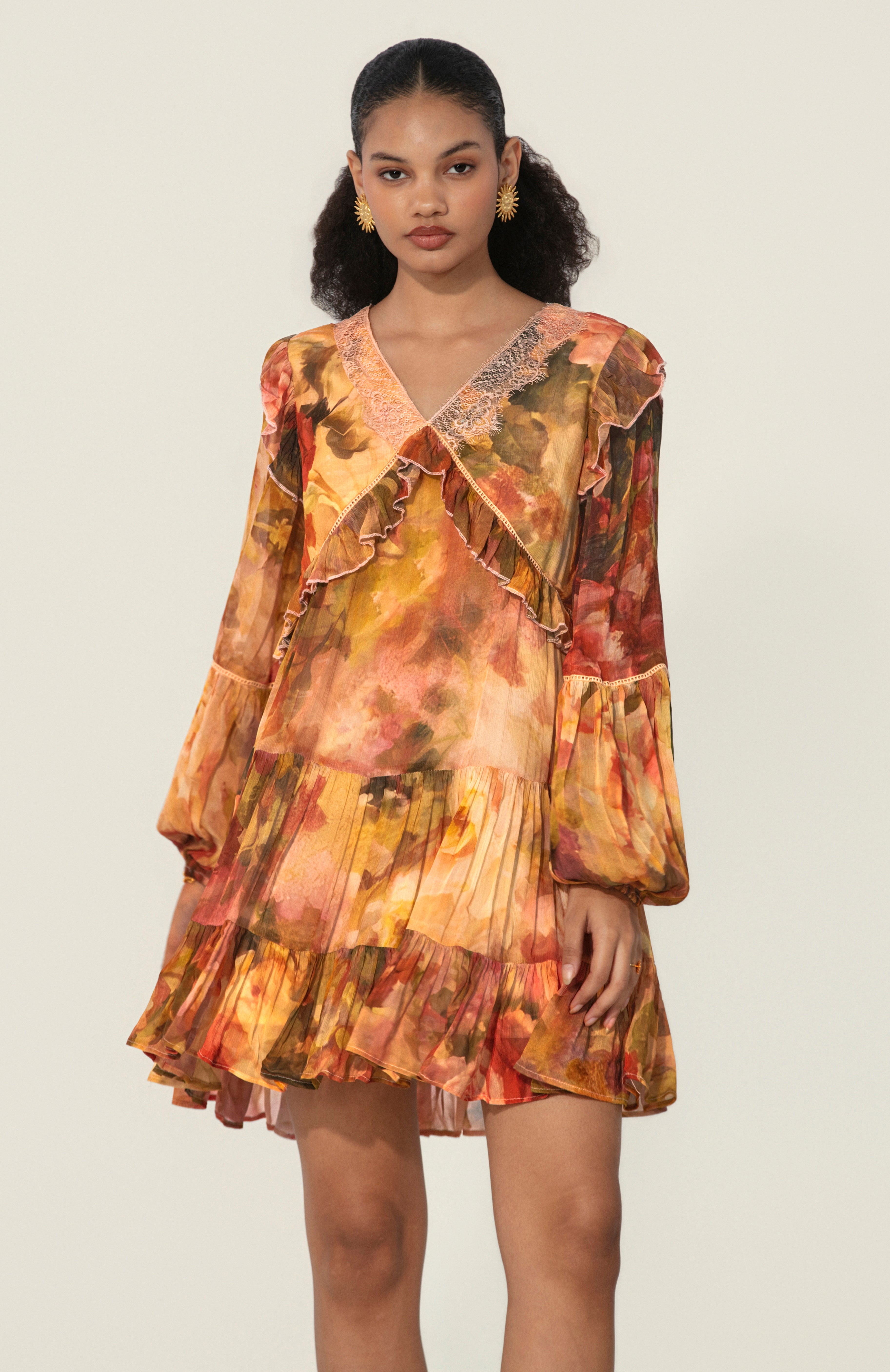 Mahlaqa Ruffle Trim Mini Dress