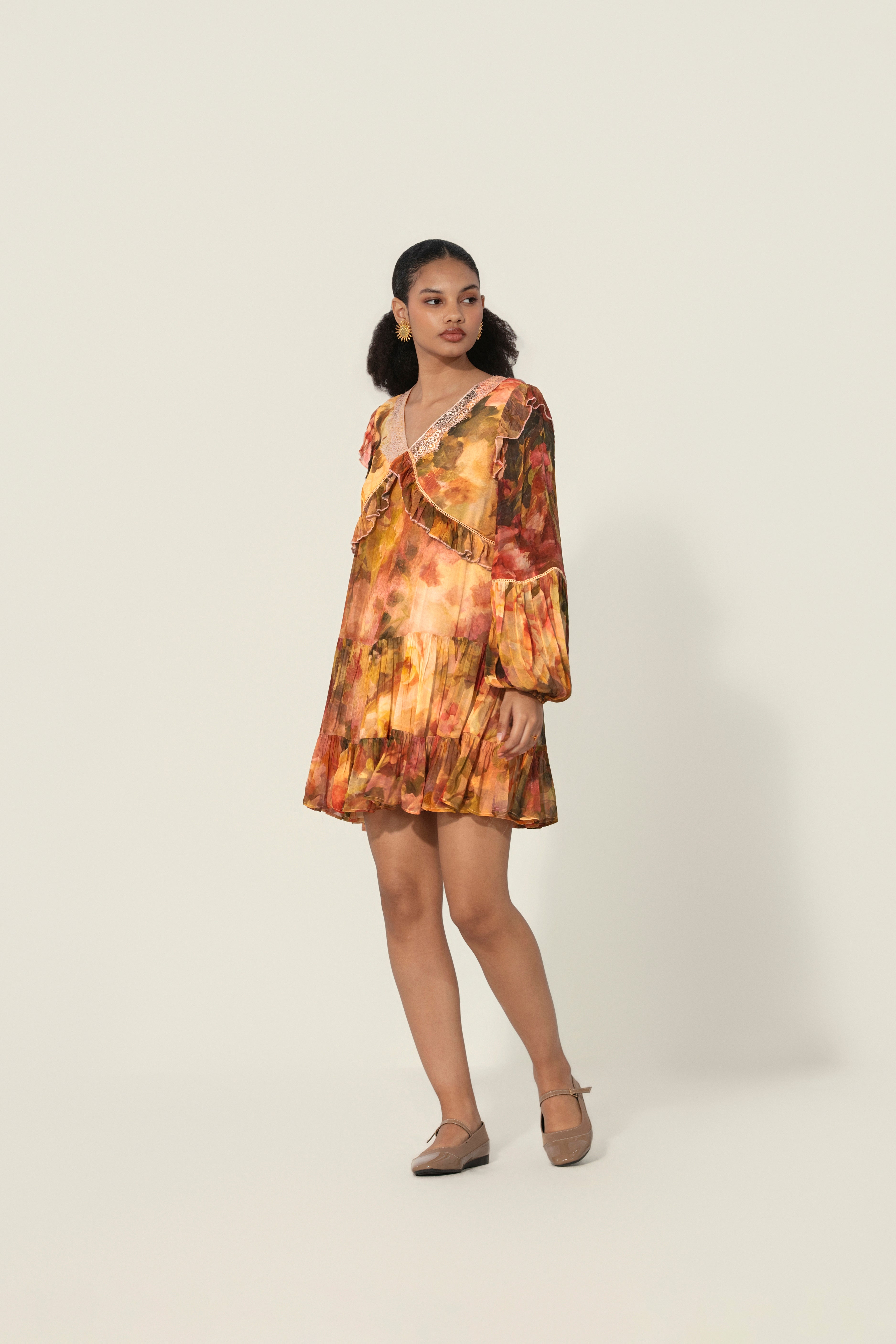 Mahlaqa Ruffle Trim Mini Dress