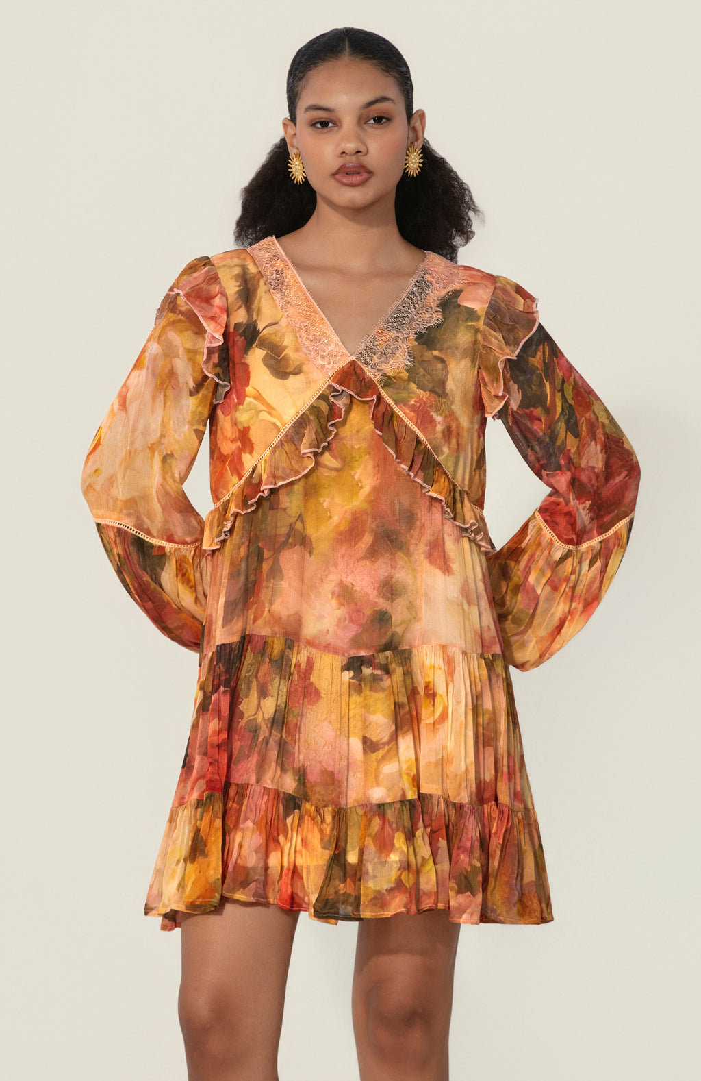 Mahlaqa Ruffle Trim Mini Dress
