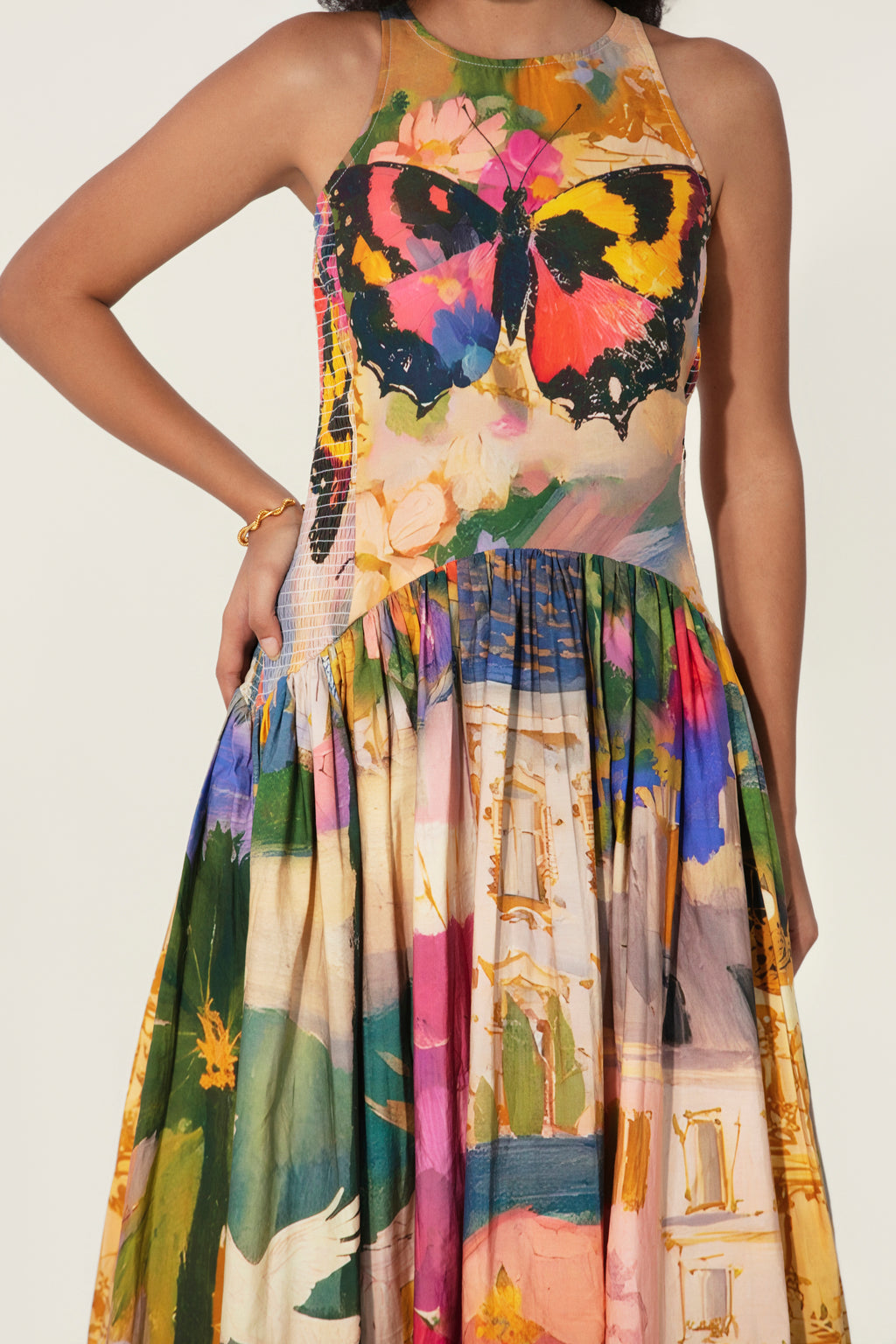 Jeanne Smocked Drop-Waist Maxi Dress