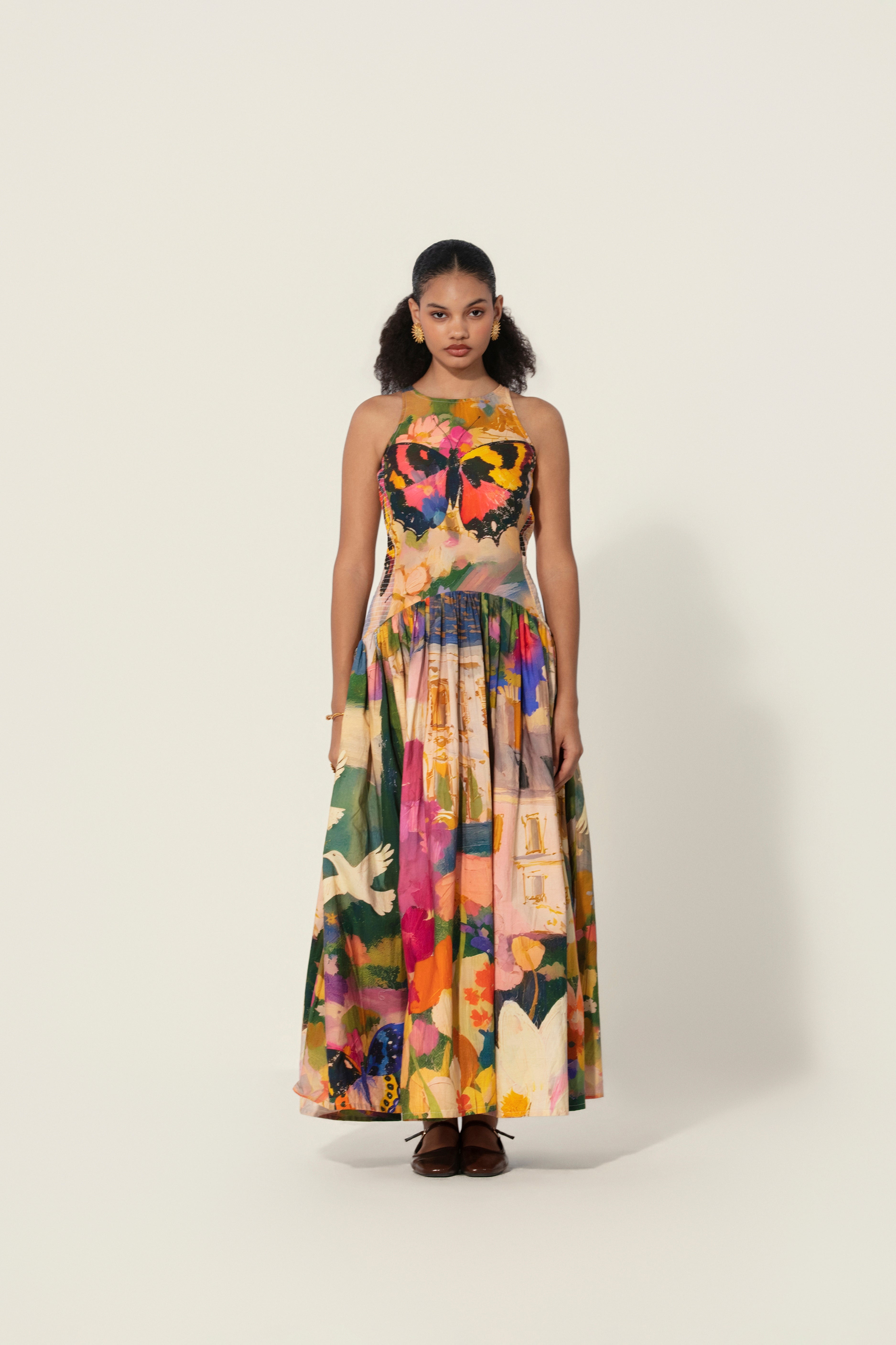 Bunila in Jeanne Smocked Drop-Waist Maxi Dress