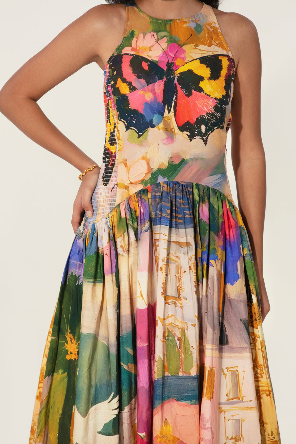 Bunila in Jeanne Smocked Drop-Waist Maxi Dress