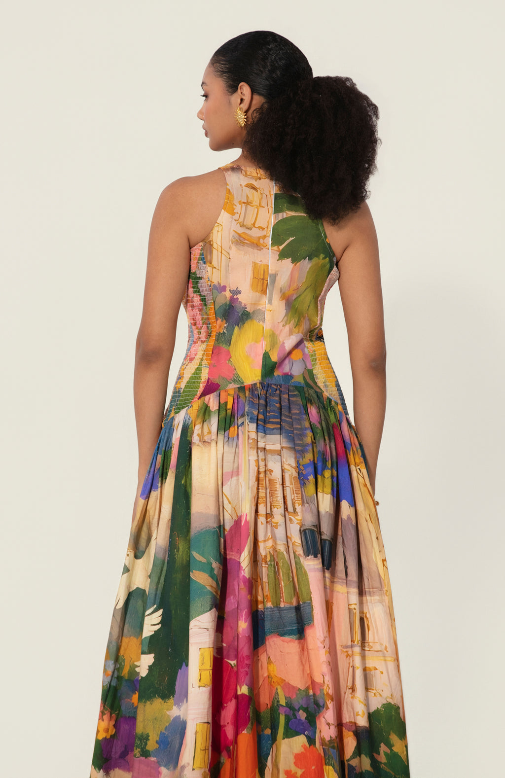 Jeanne Smocked Drop-Waist Maxi Dress