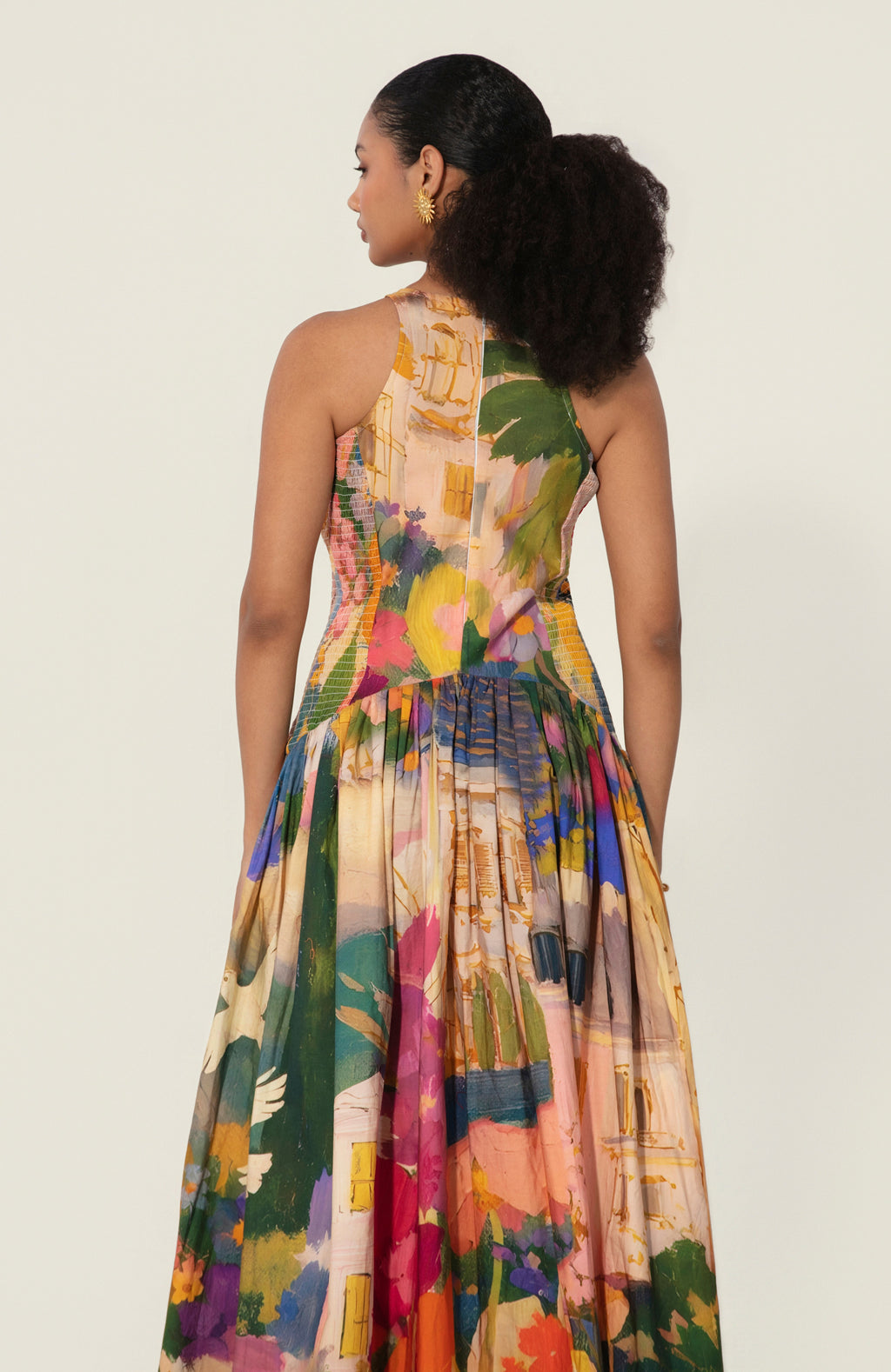 Bunila in Jeanne Smocked Drop-Waist Maxi Dress