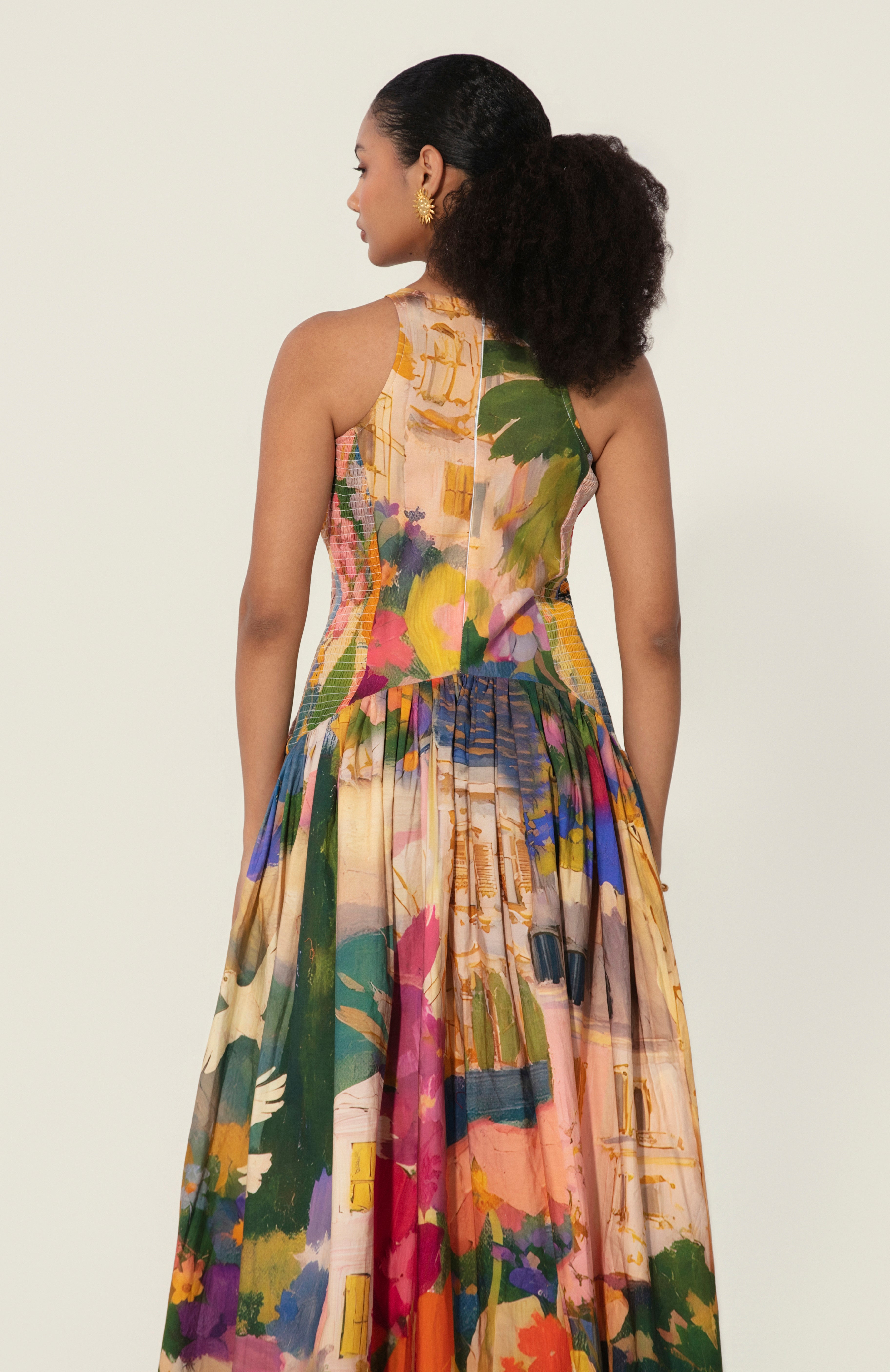 Bunila in Jeanne Smocked Drop-Waist Maxi Dress