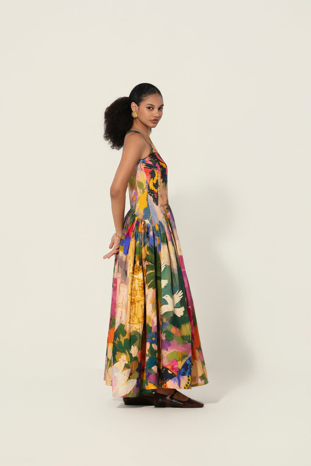 Jeanne Smocked Drop-Waist Maxi Dress