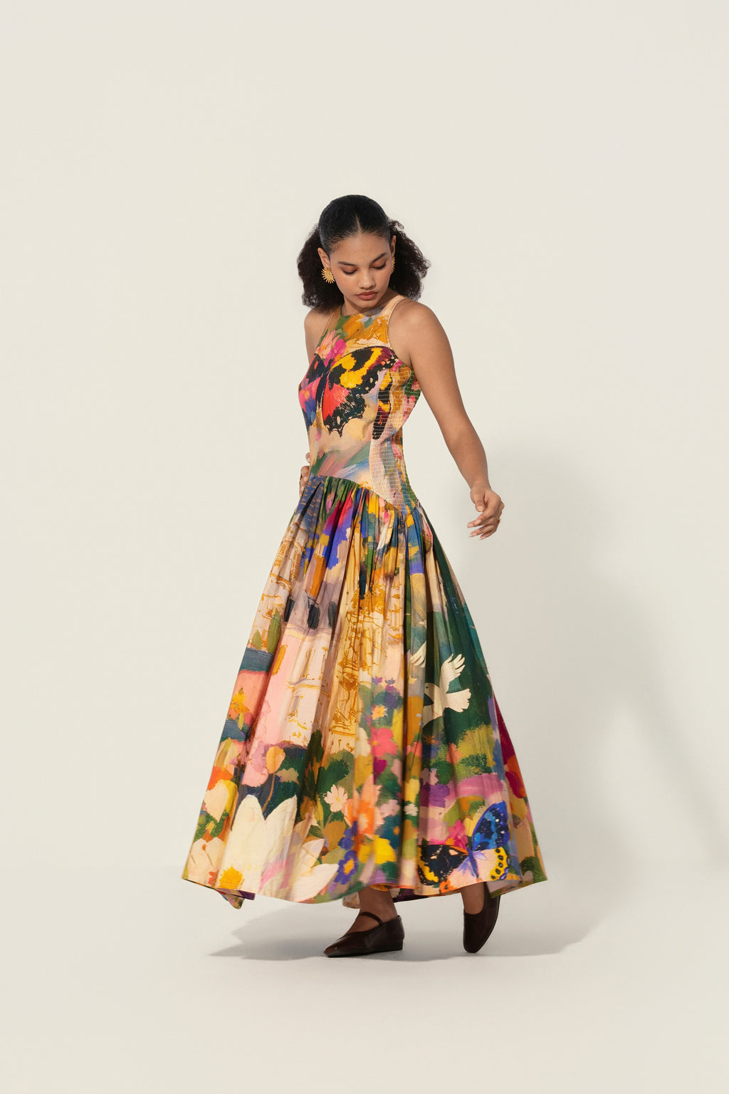 Bunila in Jeanne Smocked Drop-Waist Maxi Dress