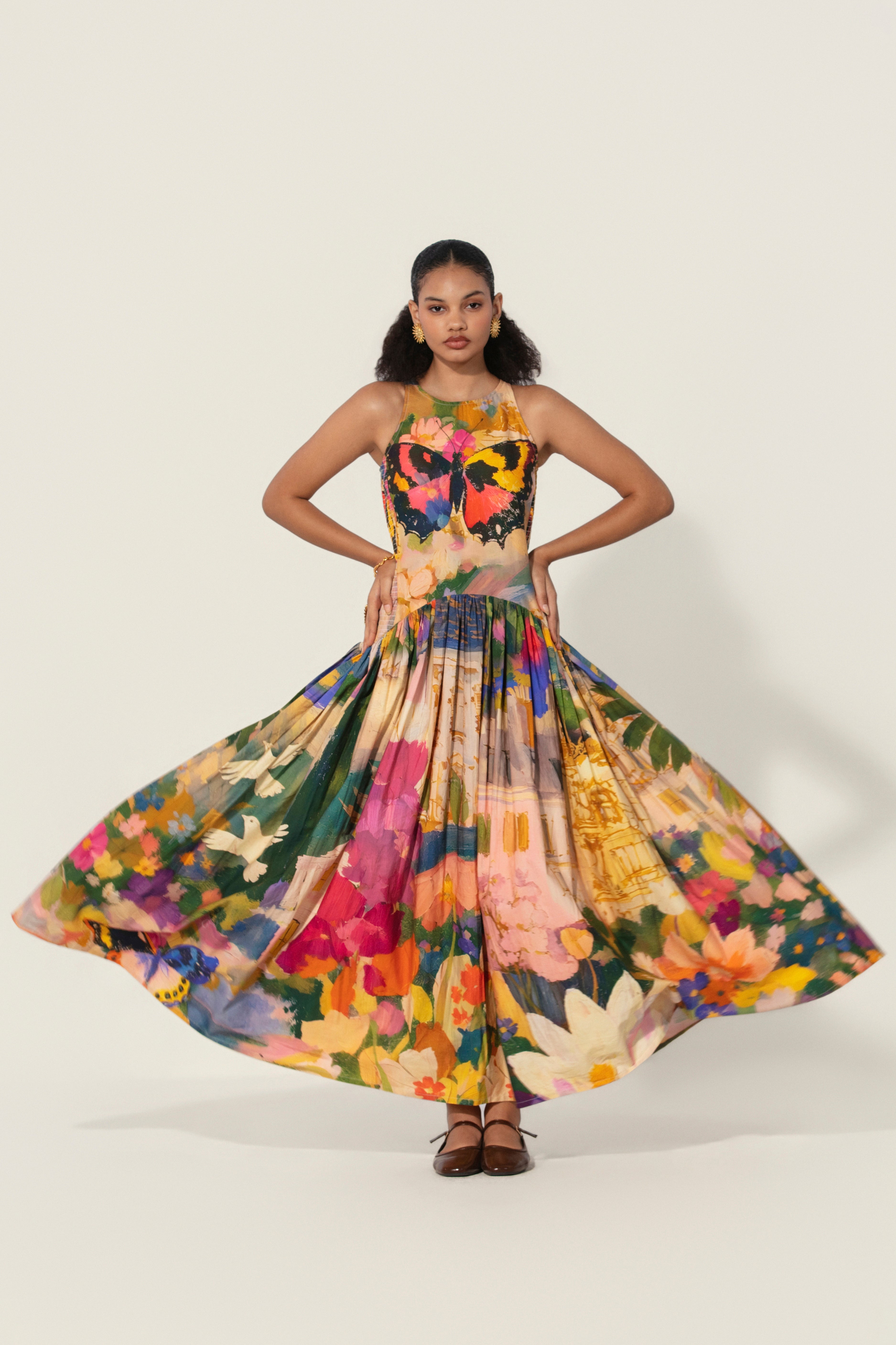 Bunila in Jeanne Smocked Drop-Waist Maxi Dress