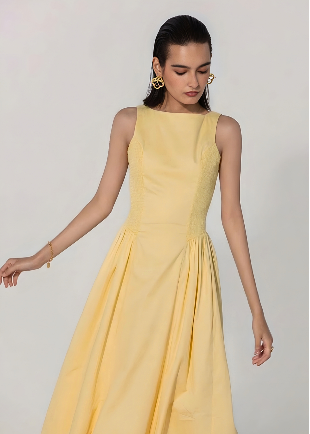 The Sun Shirred Panel Maxi Dress