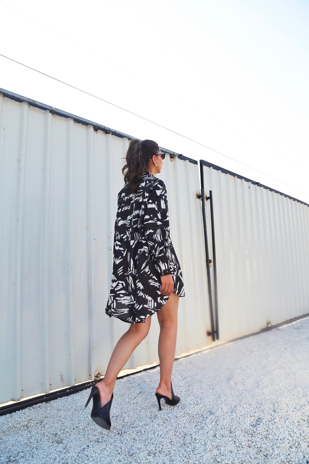 Handprinted Patterned Shirt Dress
