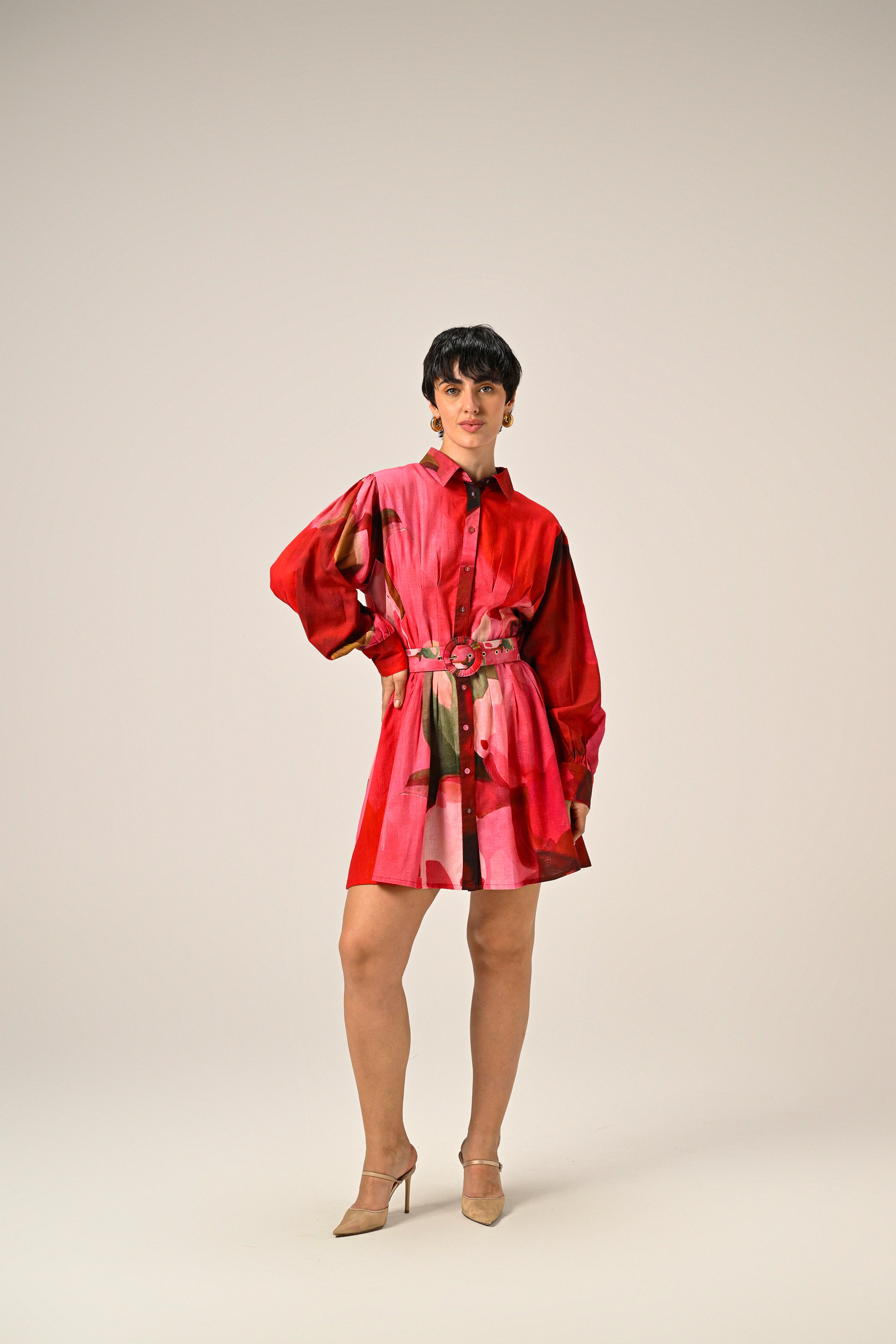 Rosé Flame – Mini Shirt Dress