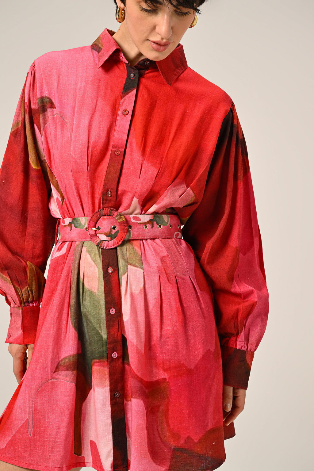 Rosé Flame – Mini Shirt Dress