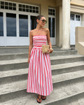 Eloise in Ruby Stripe Maxi Dress