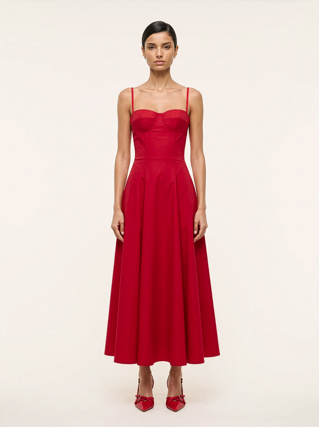 Odette Red Flared Maxi Dress