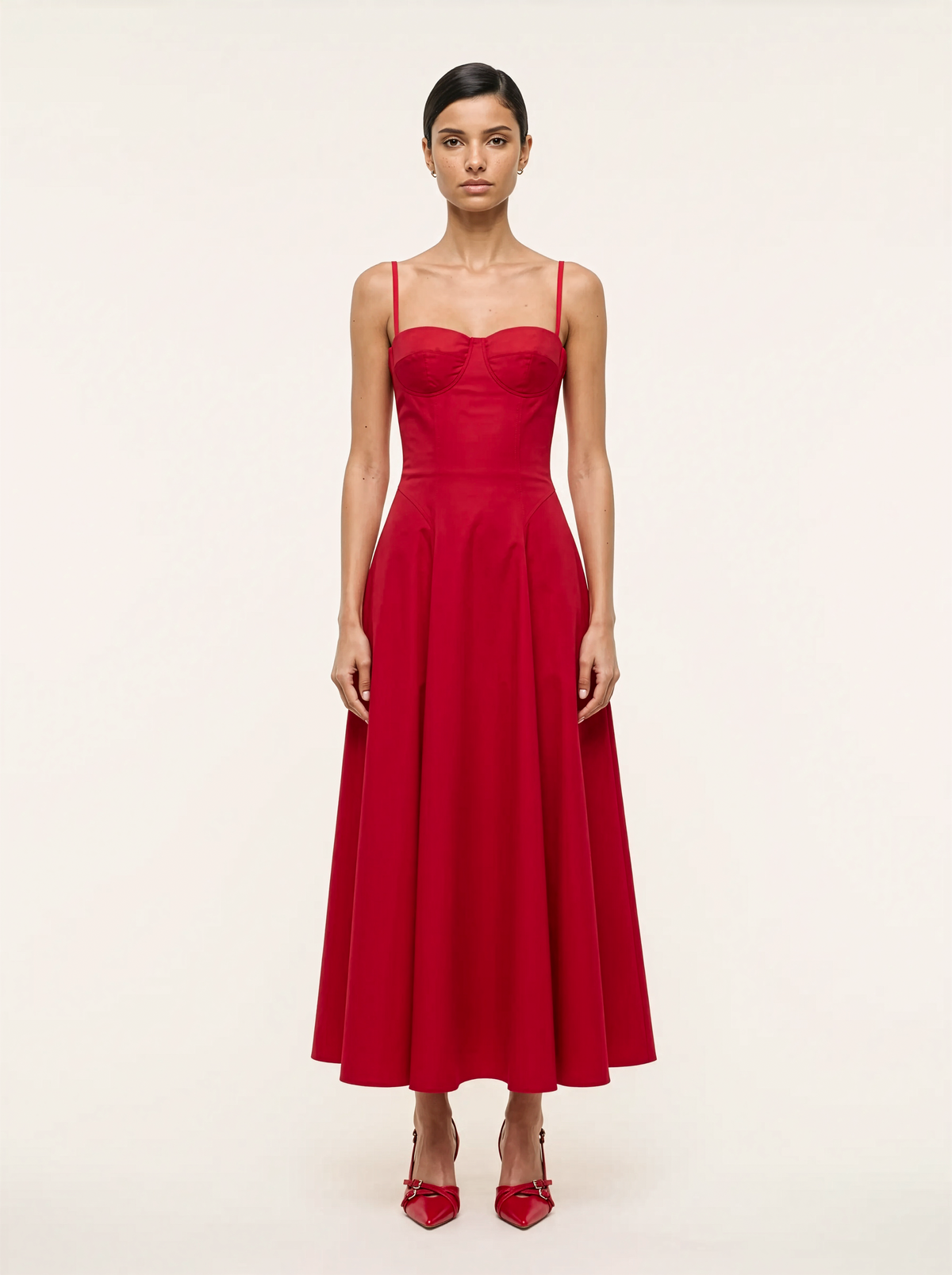 Odette Red Flared Maxi Dress