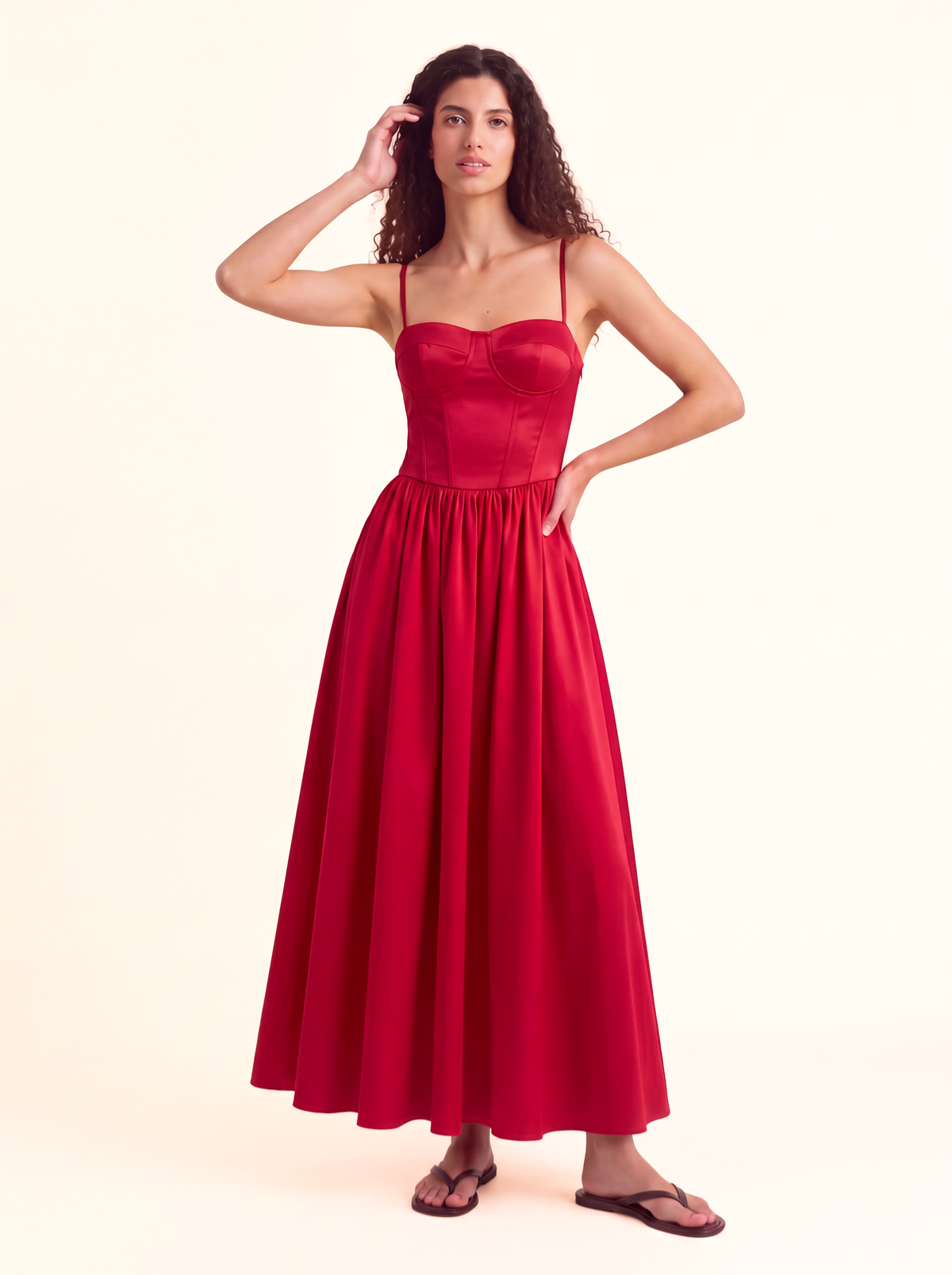Margot Red Corset Maxi Dress