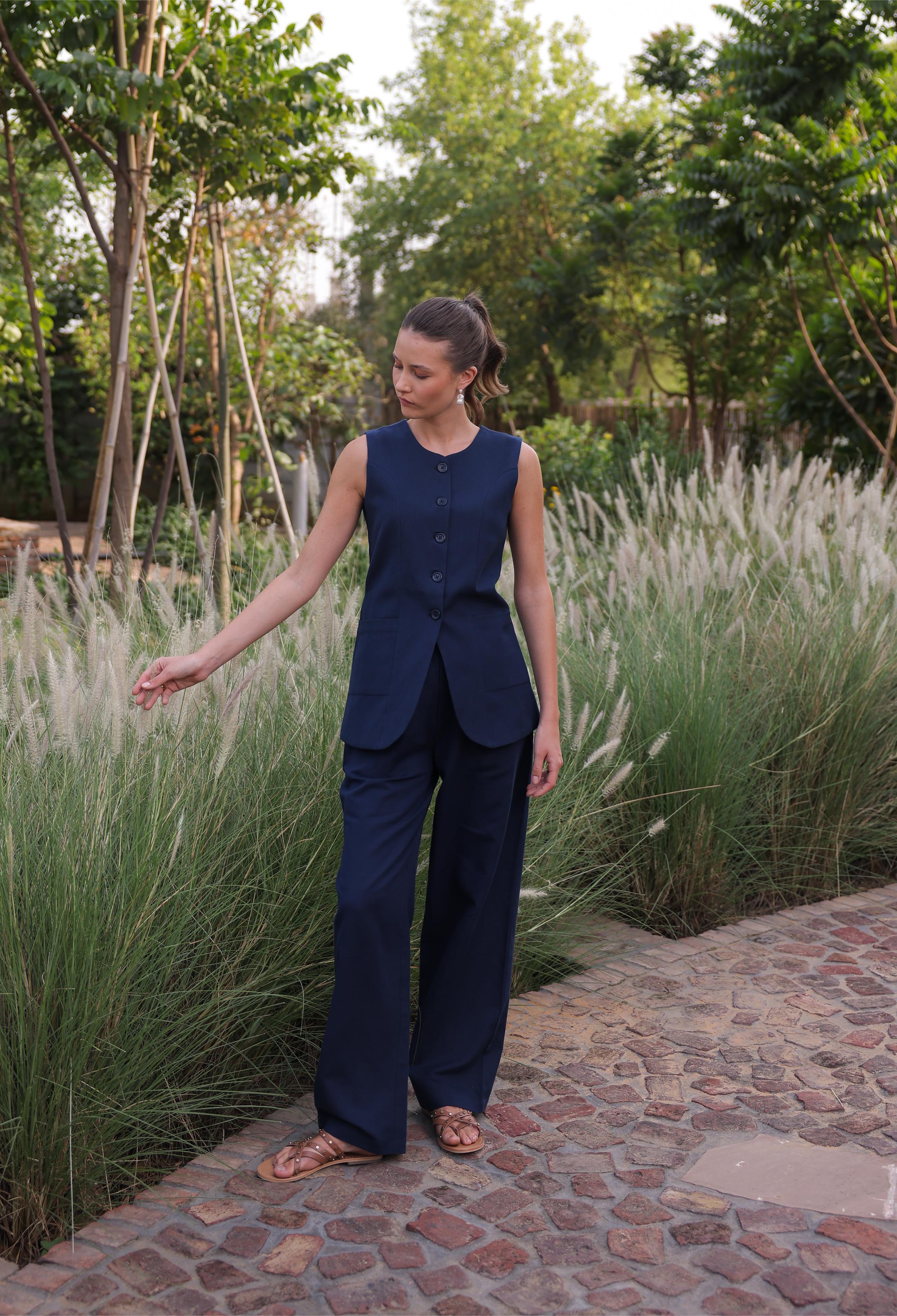 Xena Vest Co-ord- Fable Blue