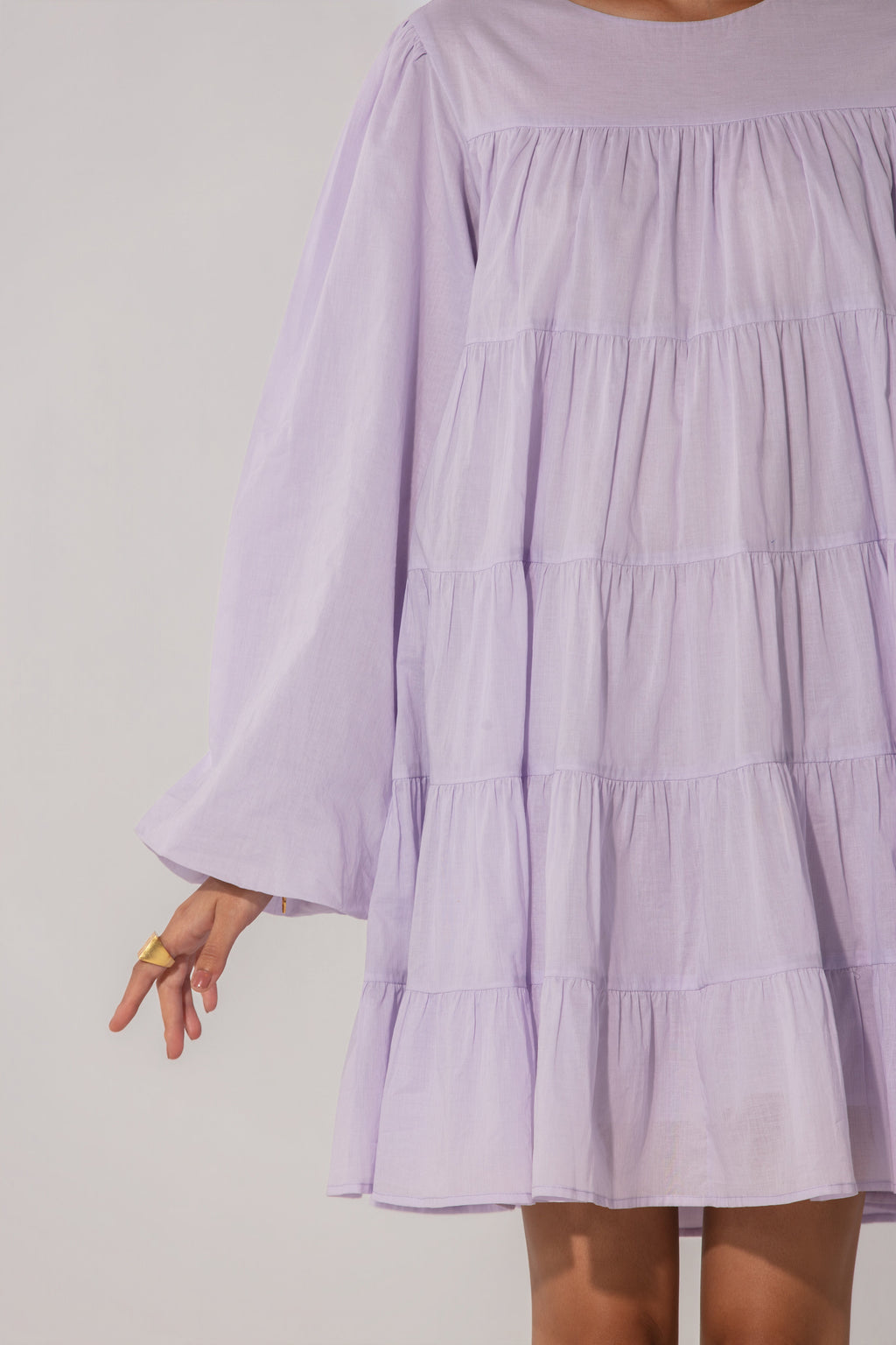Lilac Tiered Cotton Mini Dress