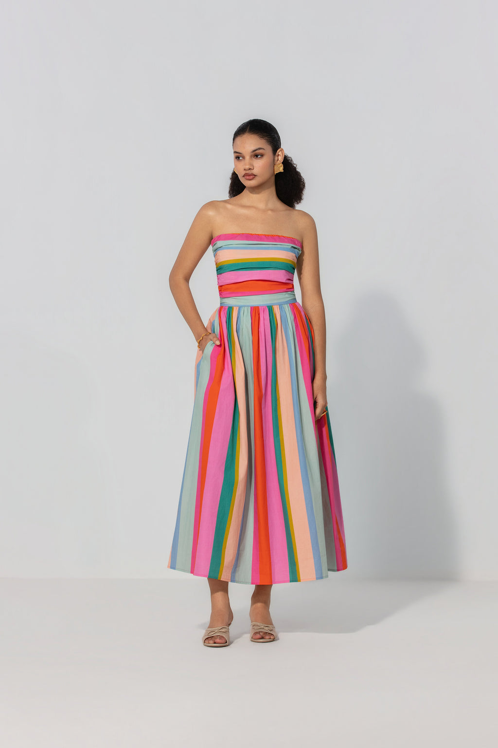Kashish in Painted Stripe Maxi Dress