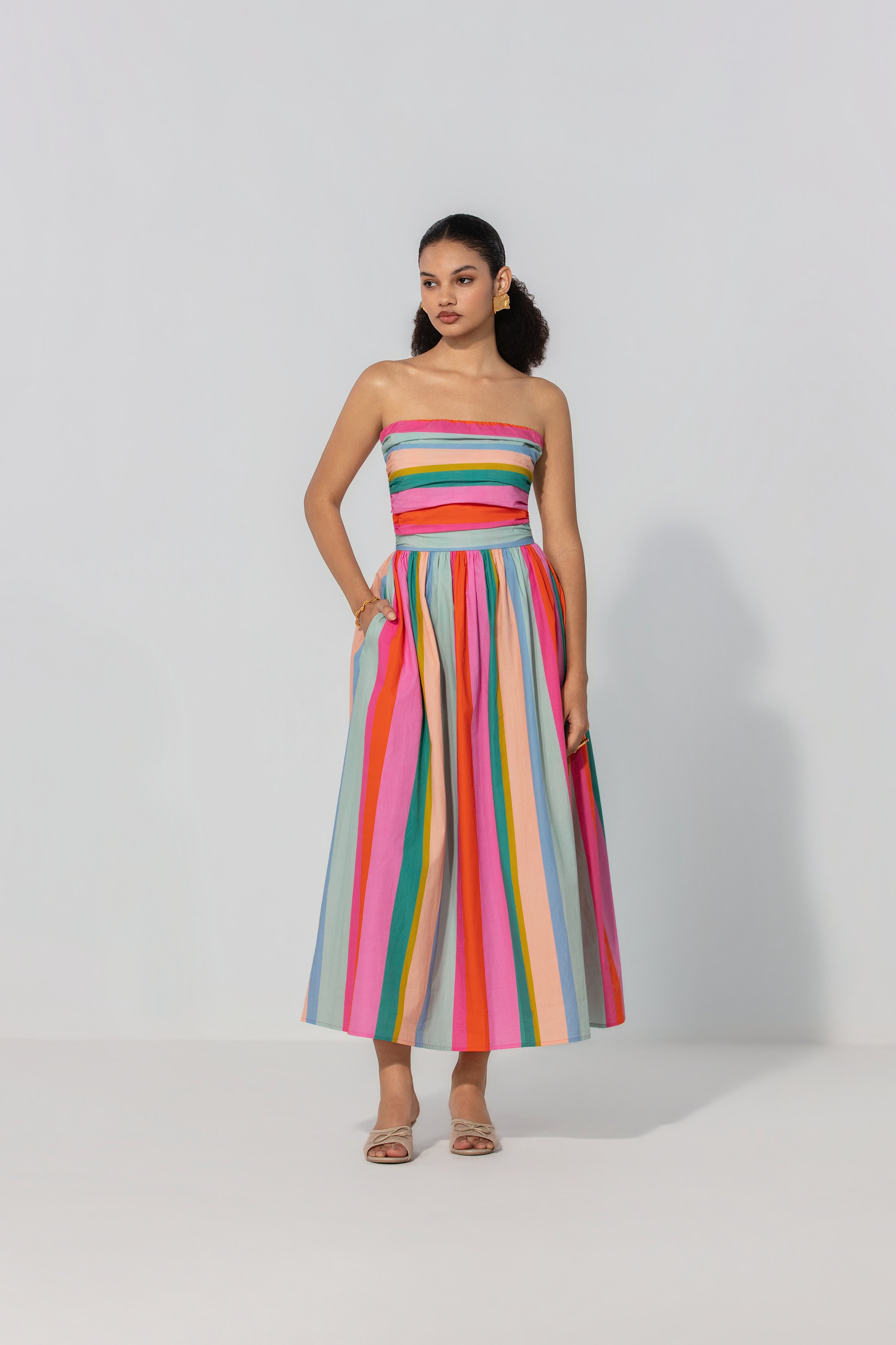 Kashish in Painted Stripe Maxi Dress