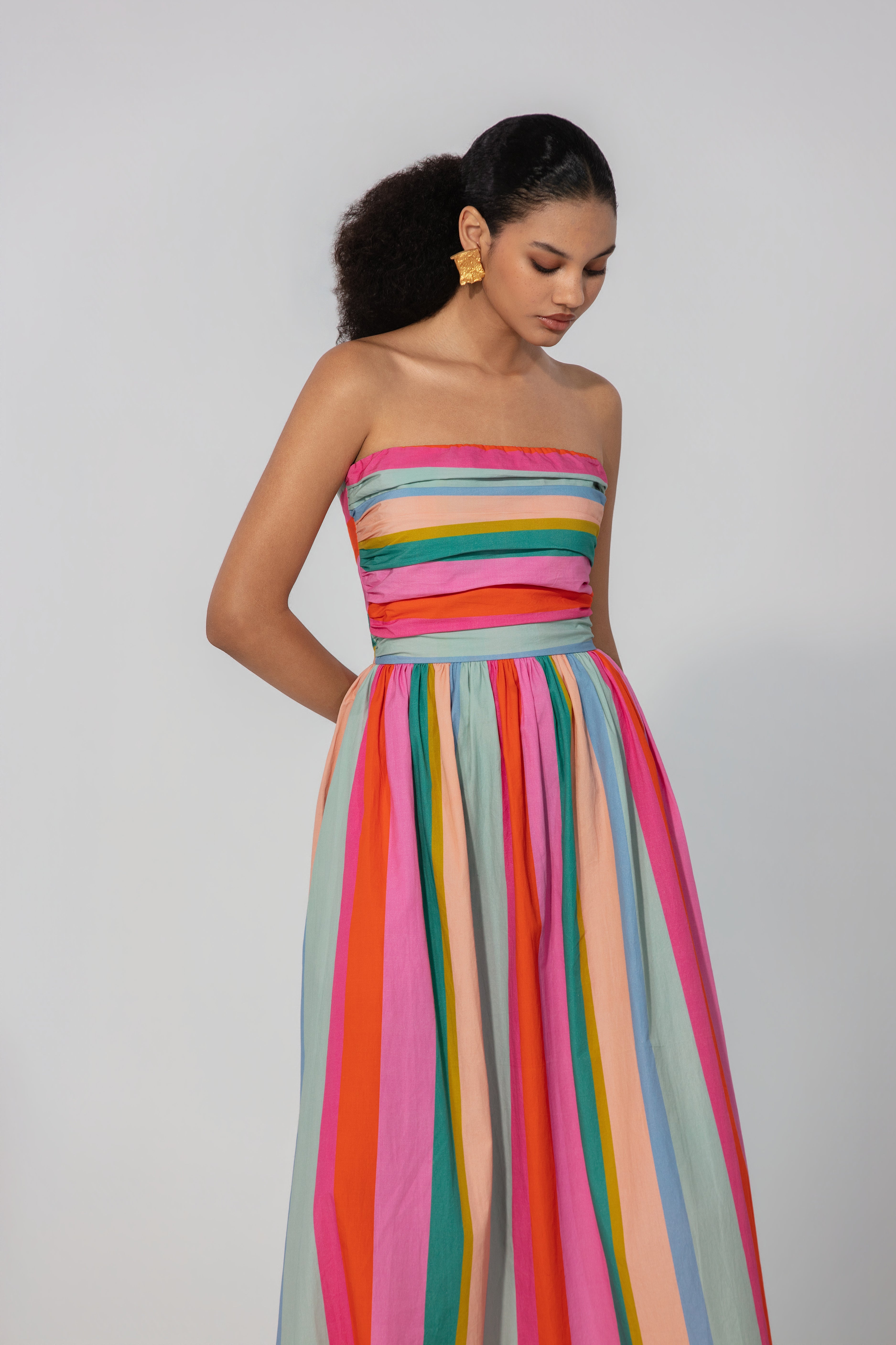 Kashish in Painted Stripe Maxi Dress