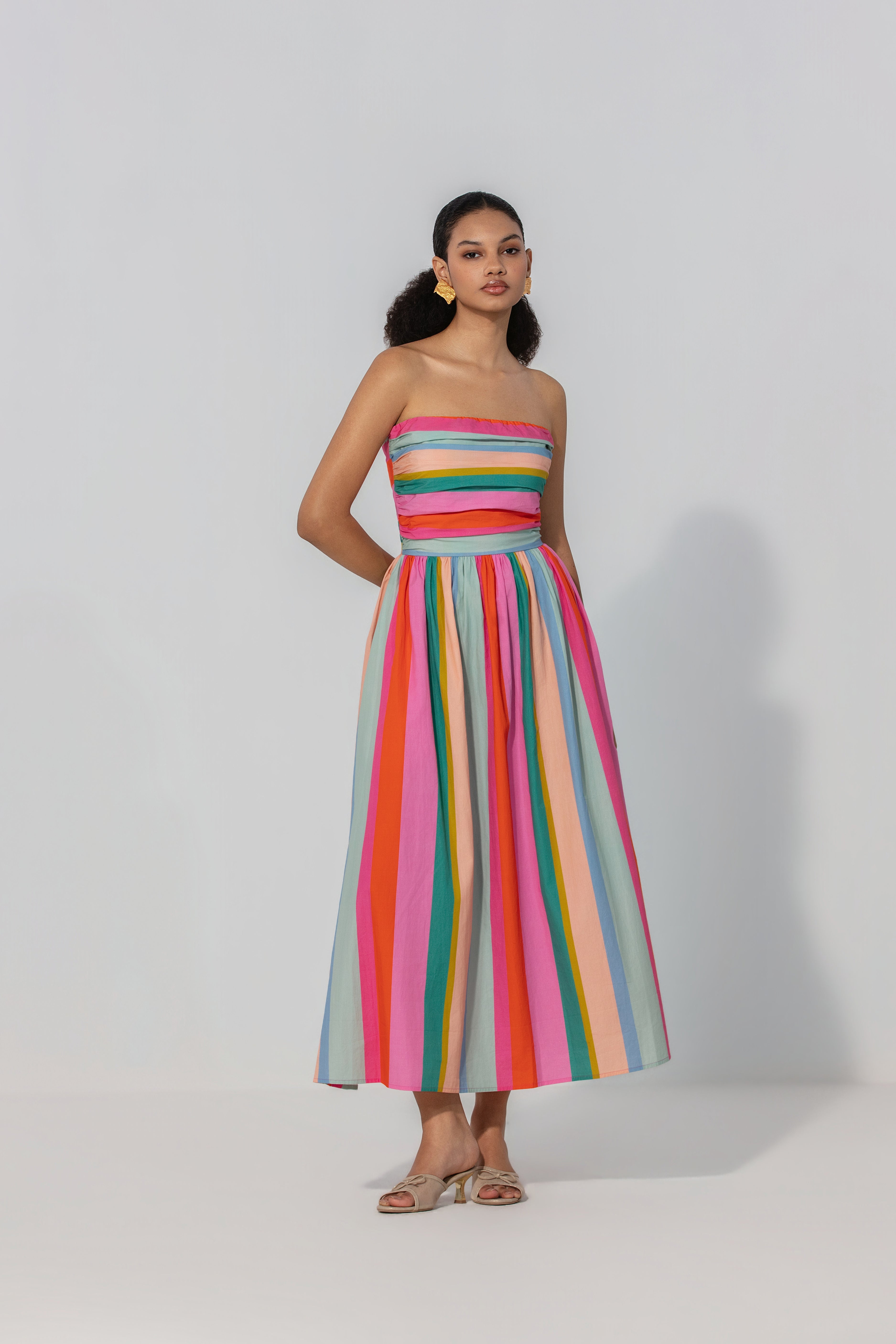 Kashish in Painted Stripe Maxi Dress