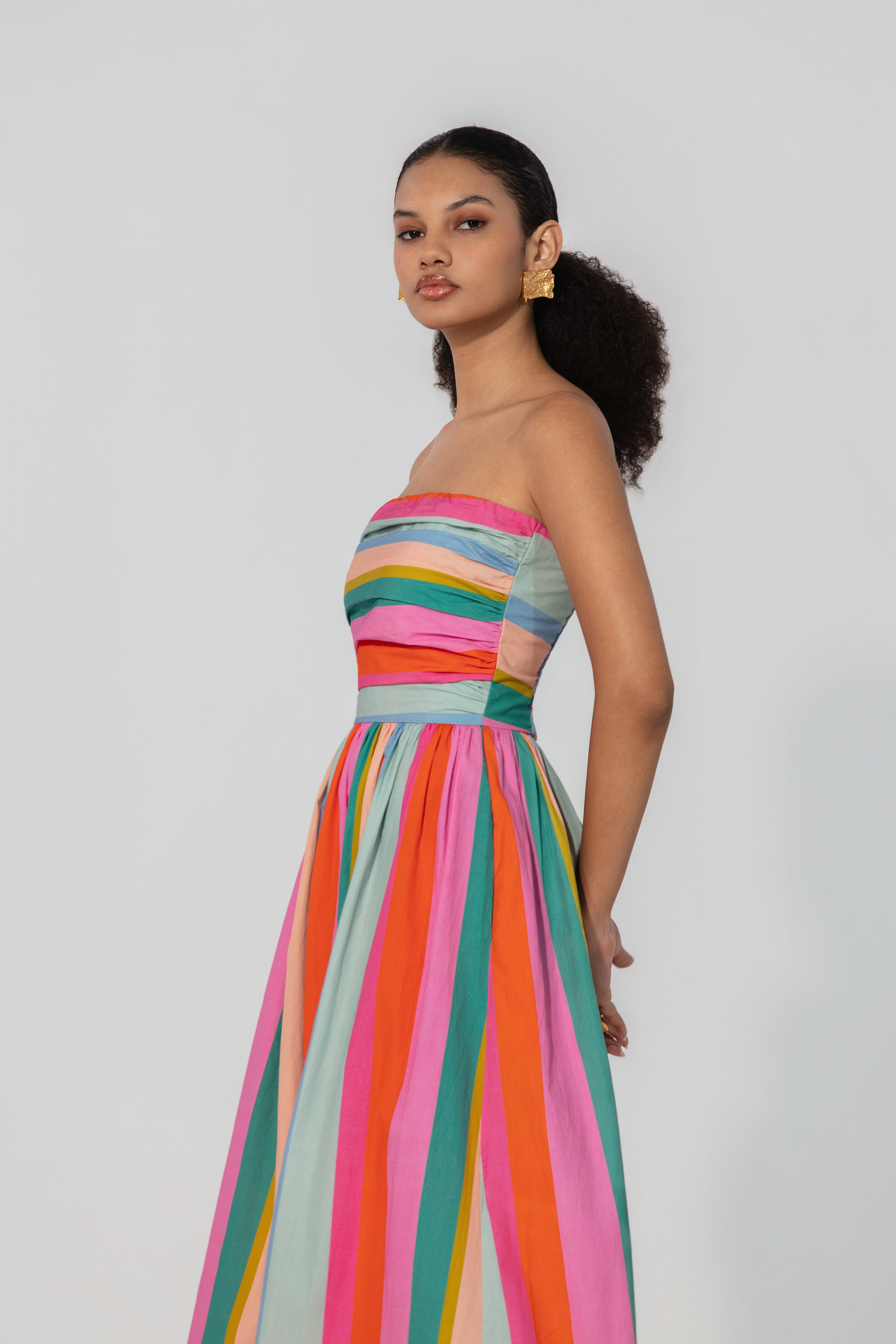Kashish in Painted Stripe Maxi Dress