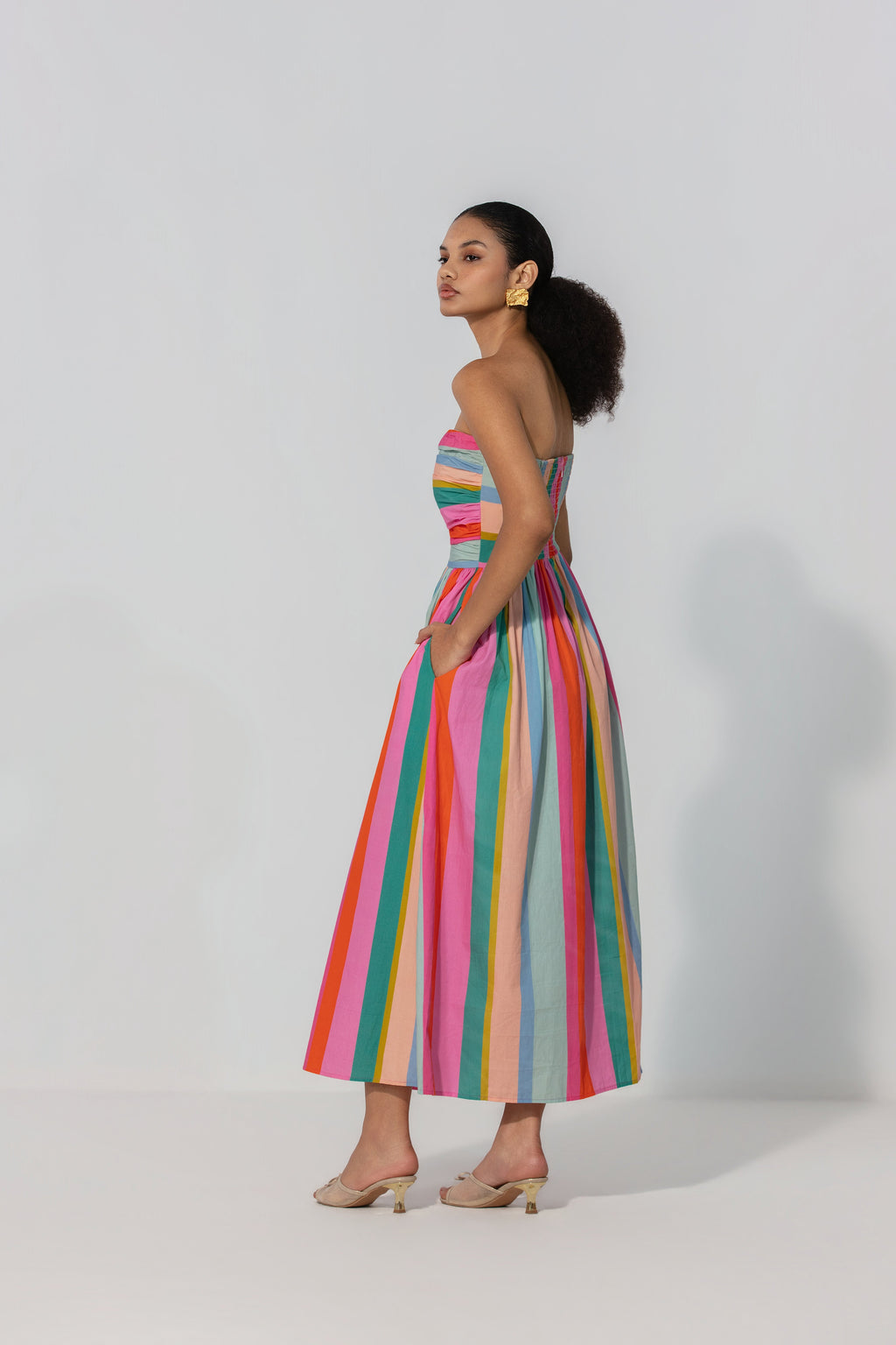 Kashish in Painted Stripe Maxi Dress