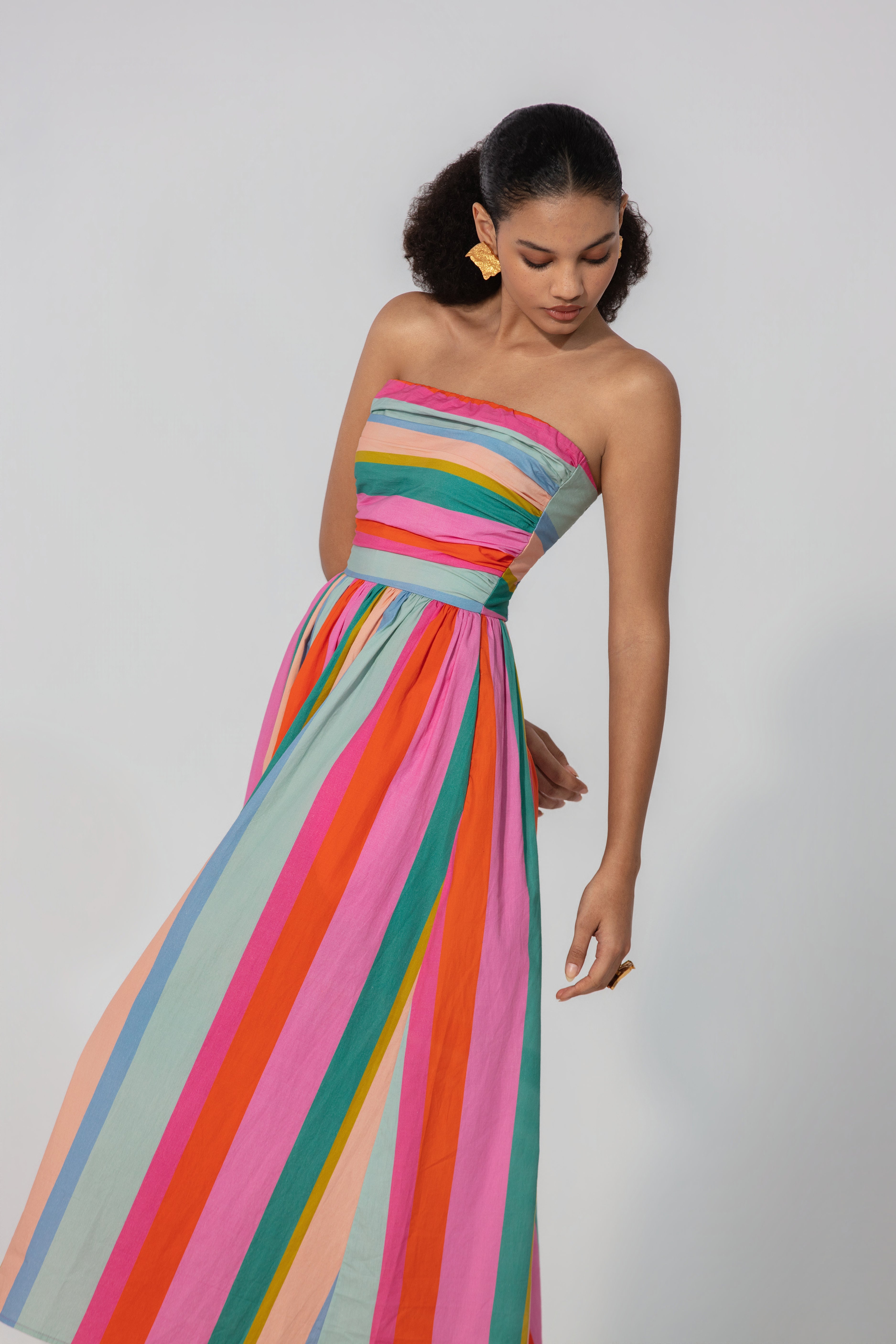 Kashish in Painted Stripe Maxi Dress
