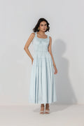 Sky Smocked Tie Maxi Dress