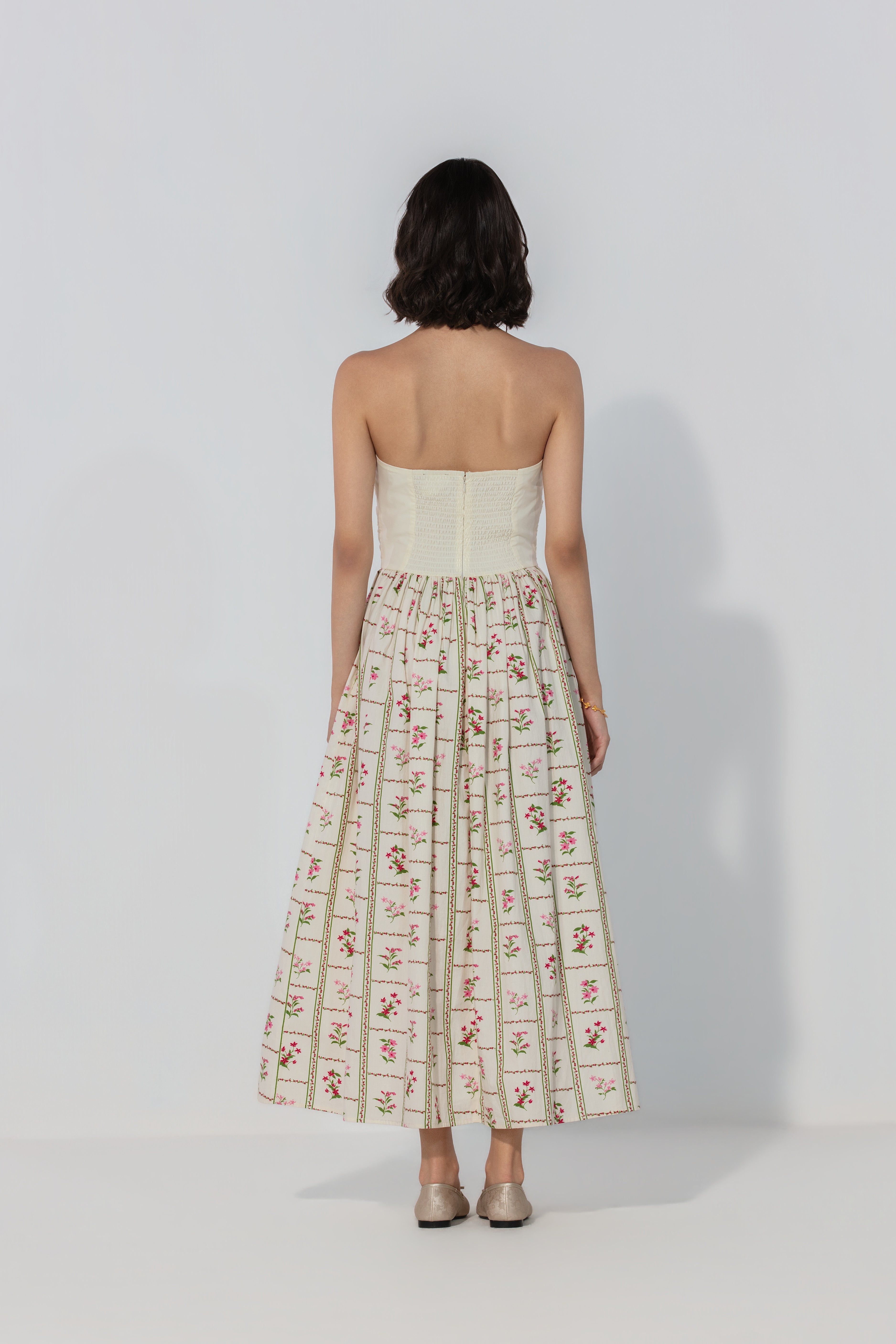 Alifia in Ivory Floral Maxi Dress