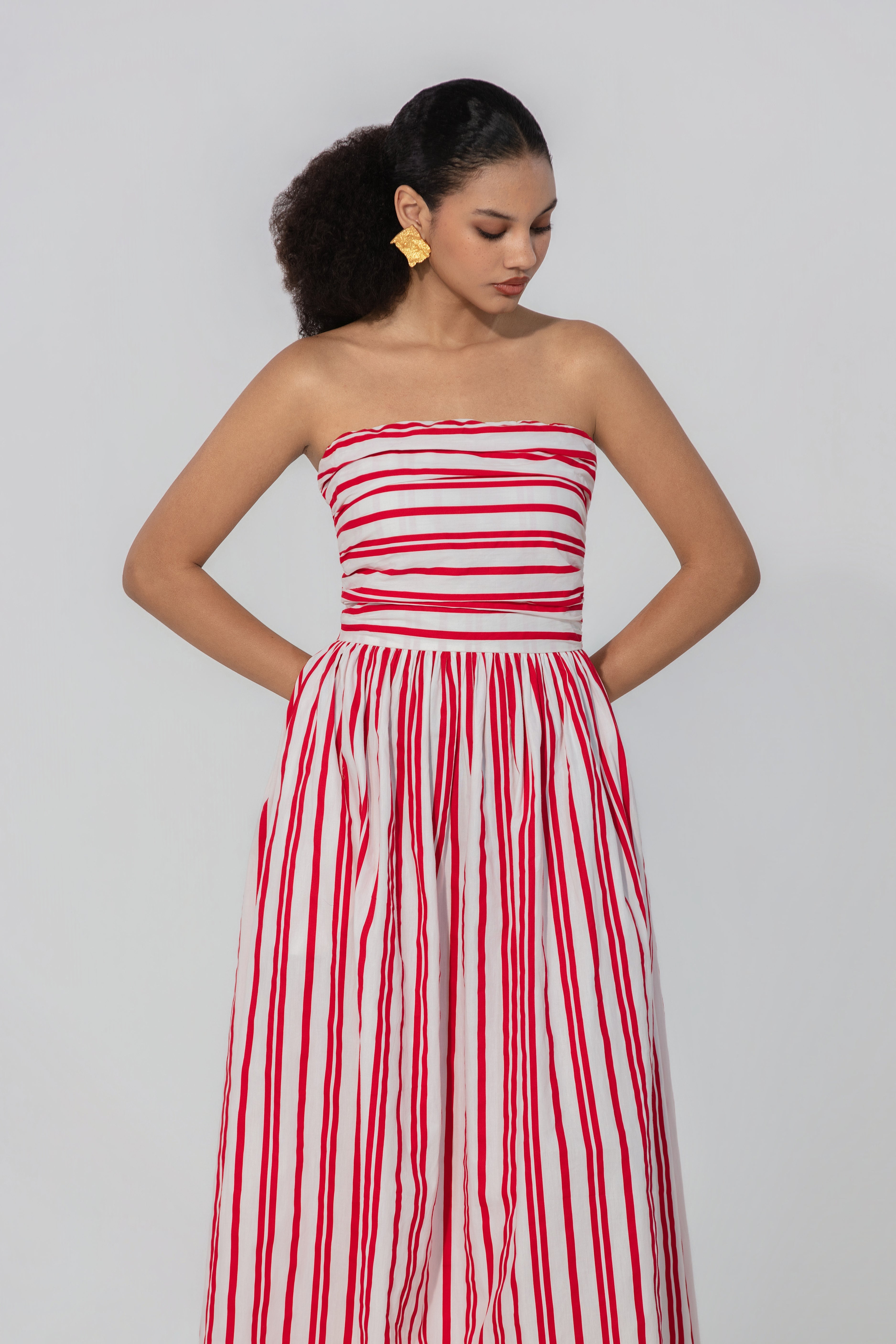 Eloise in Ruby Stripe Maxi Dress