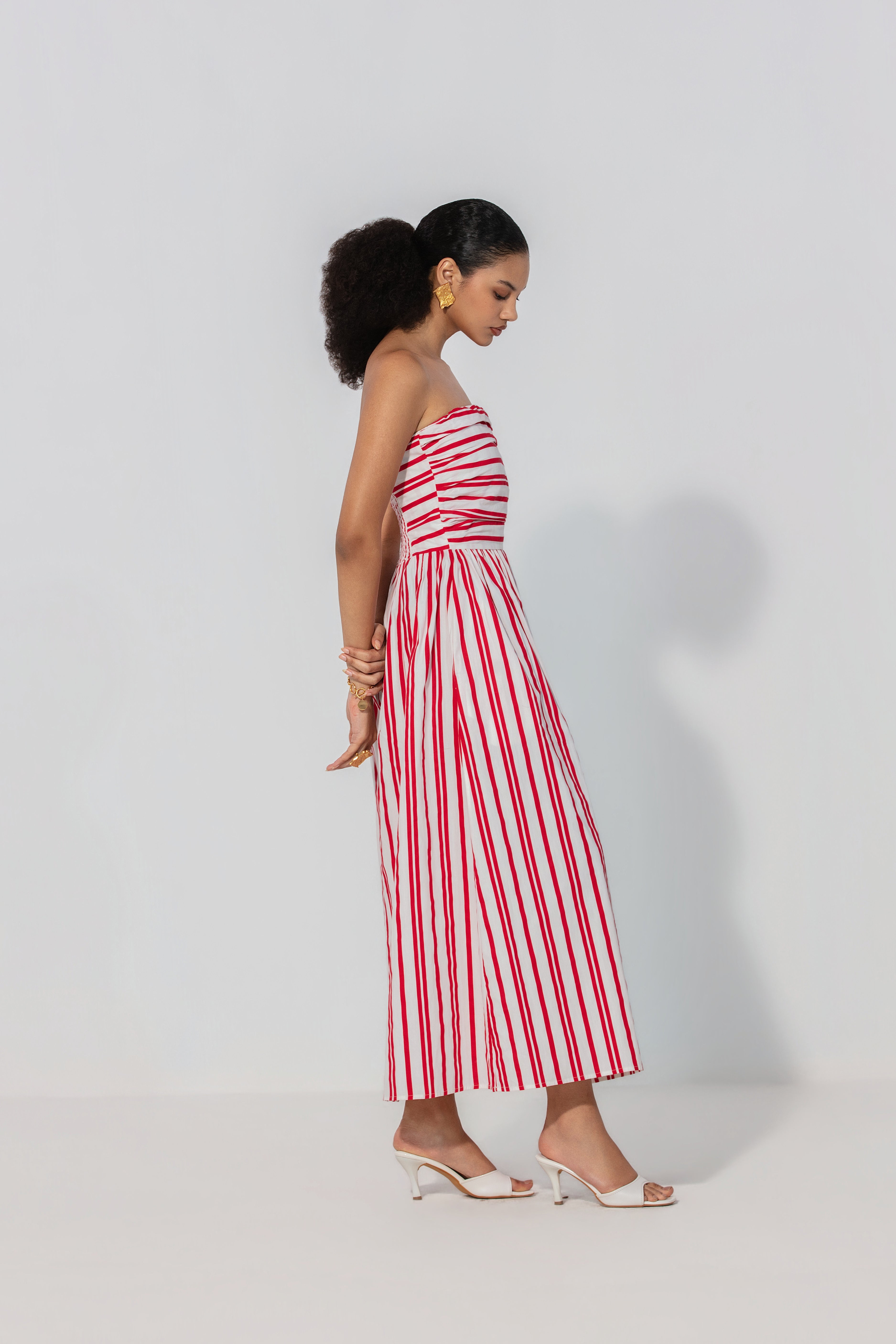 Eloise in Ruby Stripe Maxi Dress