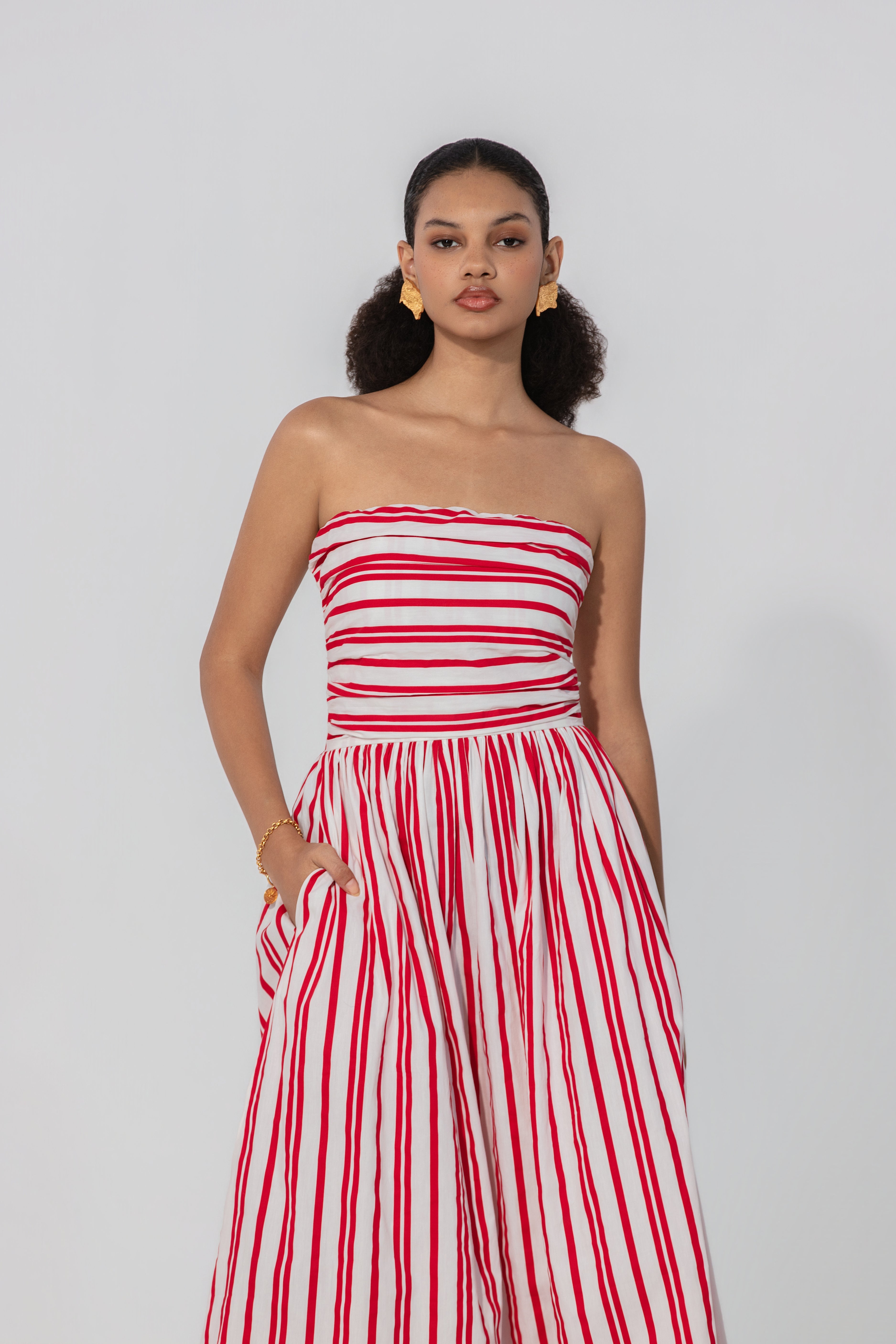 Eloise in Ruby Stripe Maxi Dress