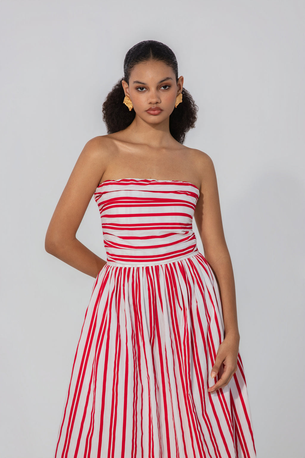 Eloise in Ruby Stripe Maxi Dress